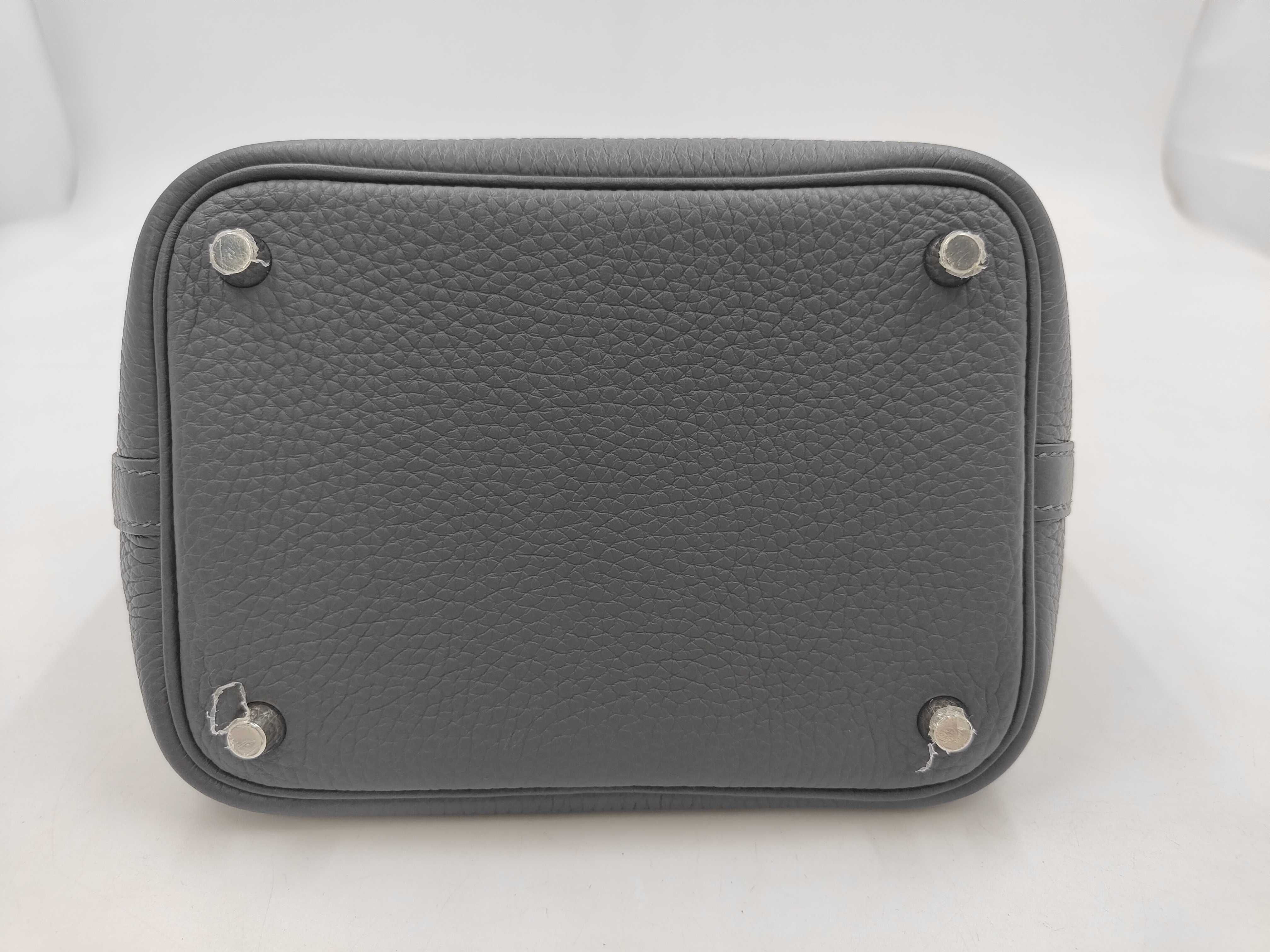Picotin Eclat Handbag, Taurillon/Swift Leather, Vert Mangrove/Gris Pantin, Silver Hardware, K Stamp — view 5