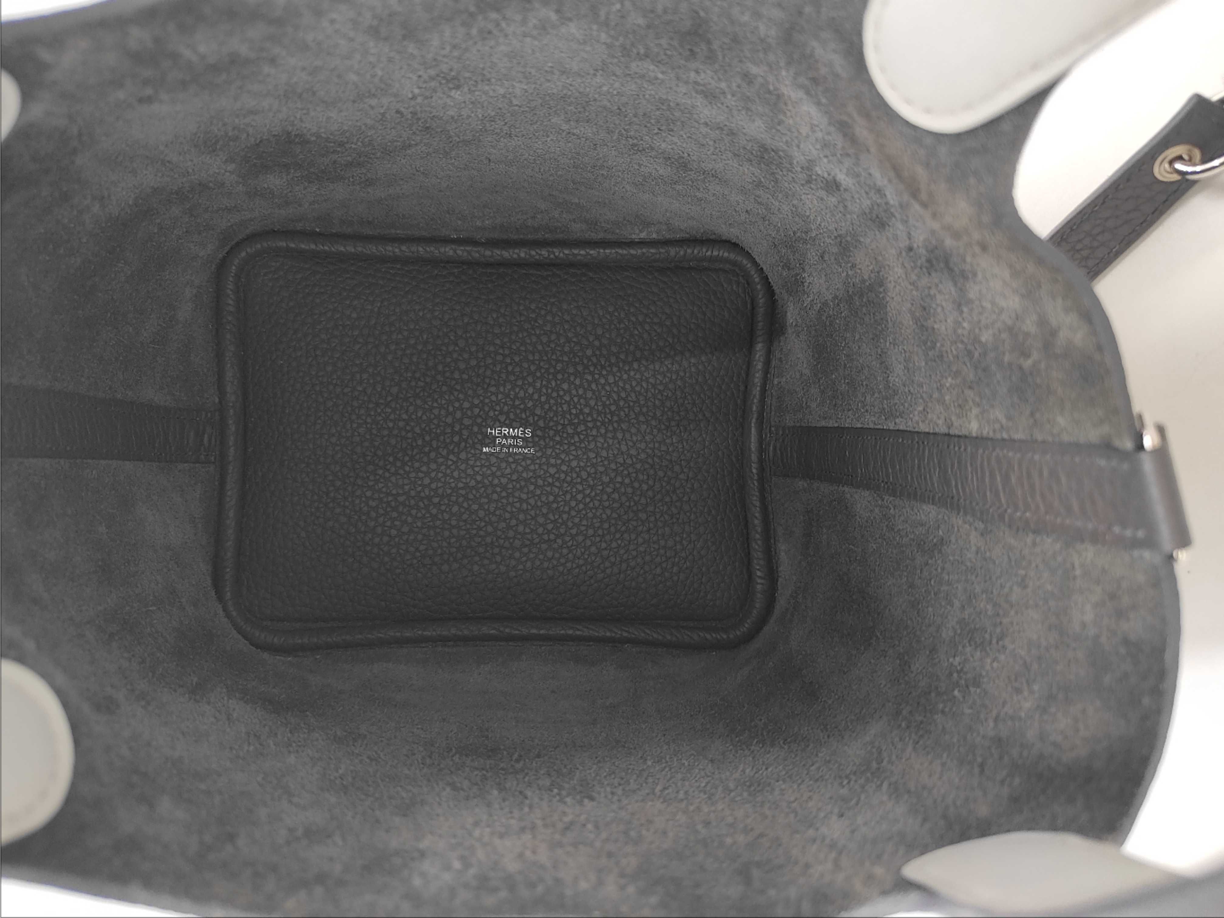Picotin Eclat Handbag, Taurillon/Swift Leather, Vert Mangrove/Gris Pantin, Silver Hardware, K Stamp — view 8