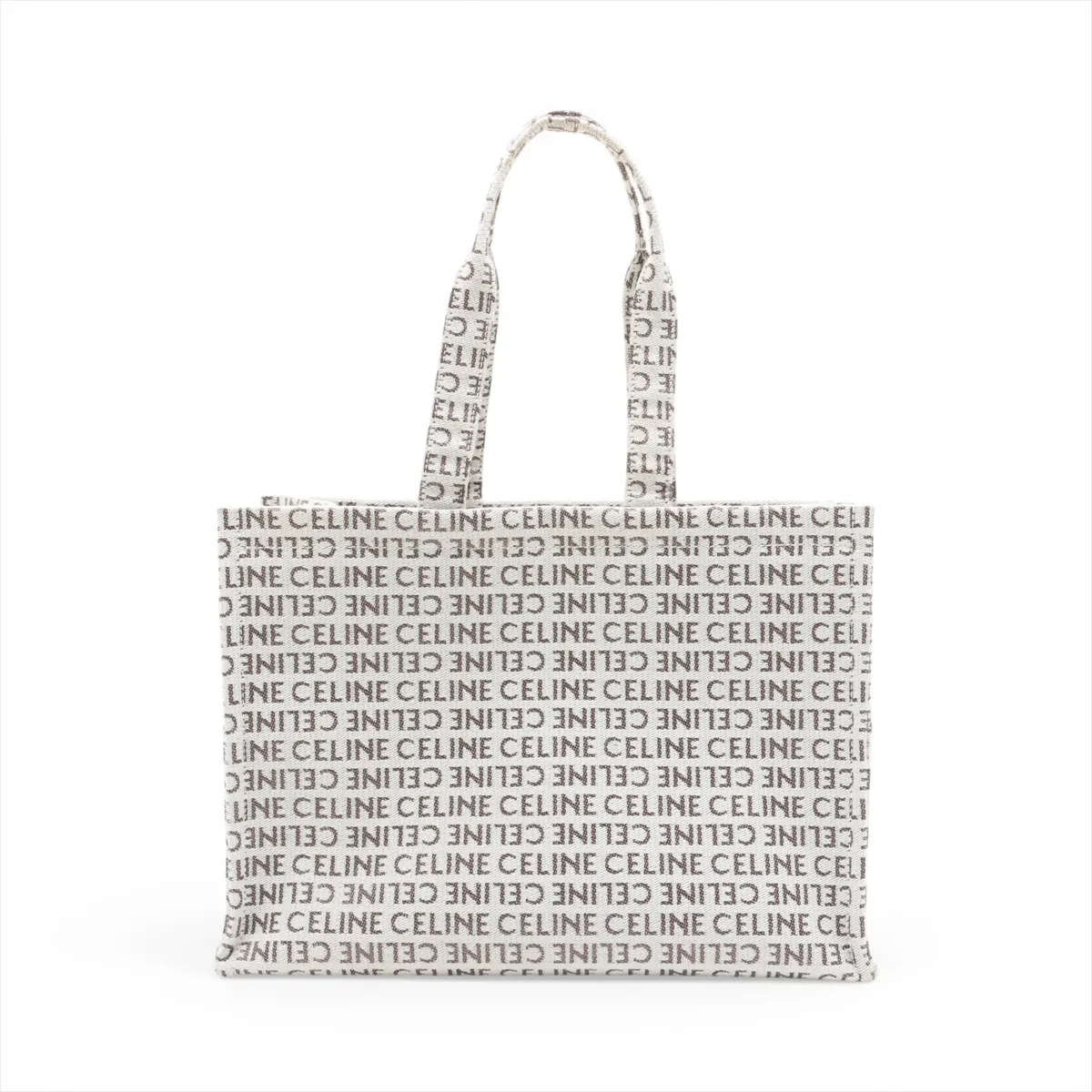 Triomphe Large Cabas Thais Canvas x Leather Tote Bag, Beige x Brown — view 2