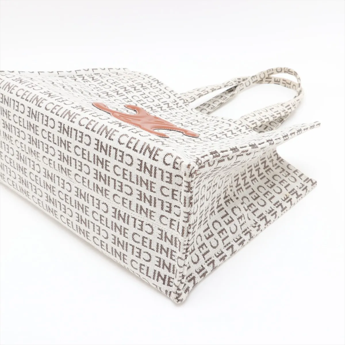 Triomphe Large Cabas Thais Canvas x Leather Tote Bag, Beige x Brown — view 3