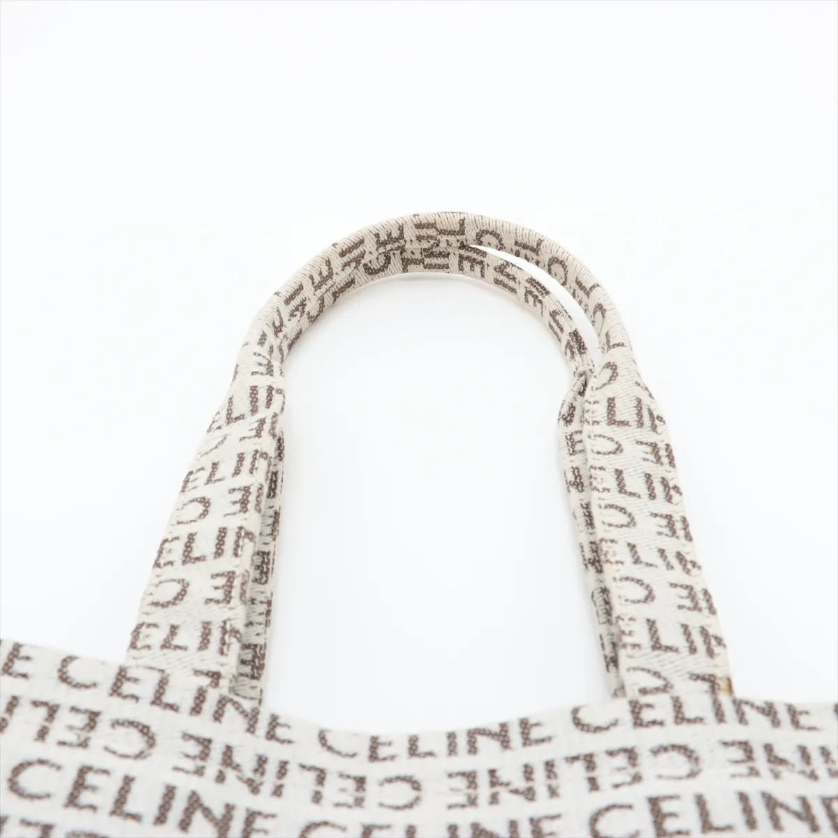 Triomphe Large Cabas Thais Canvas x Leather Tote Bag, Beige x Brown — view 6