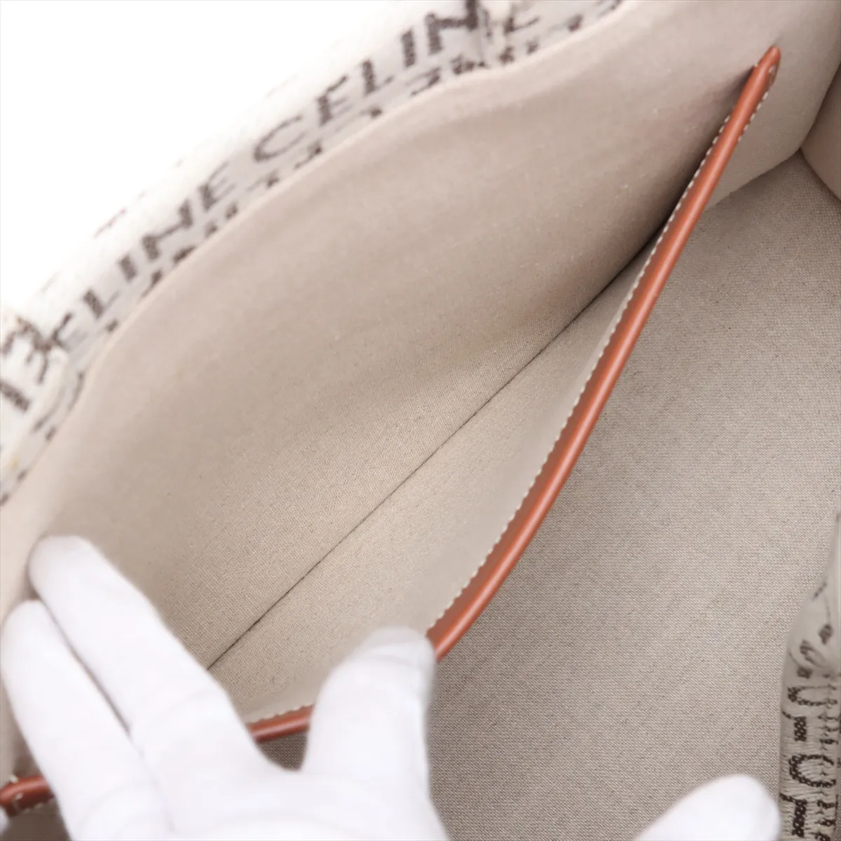 Triomphe Large Cabas Thais Canvas x Leather Tote Bag, Beige x Brown — view 8