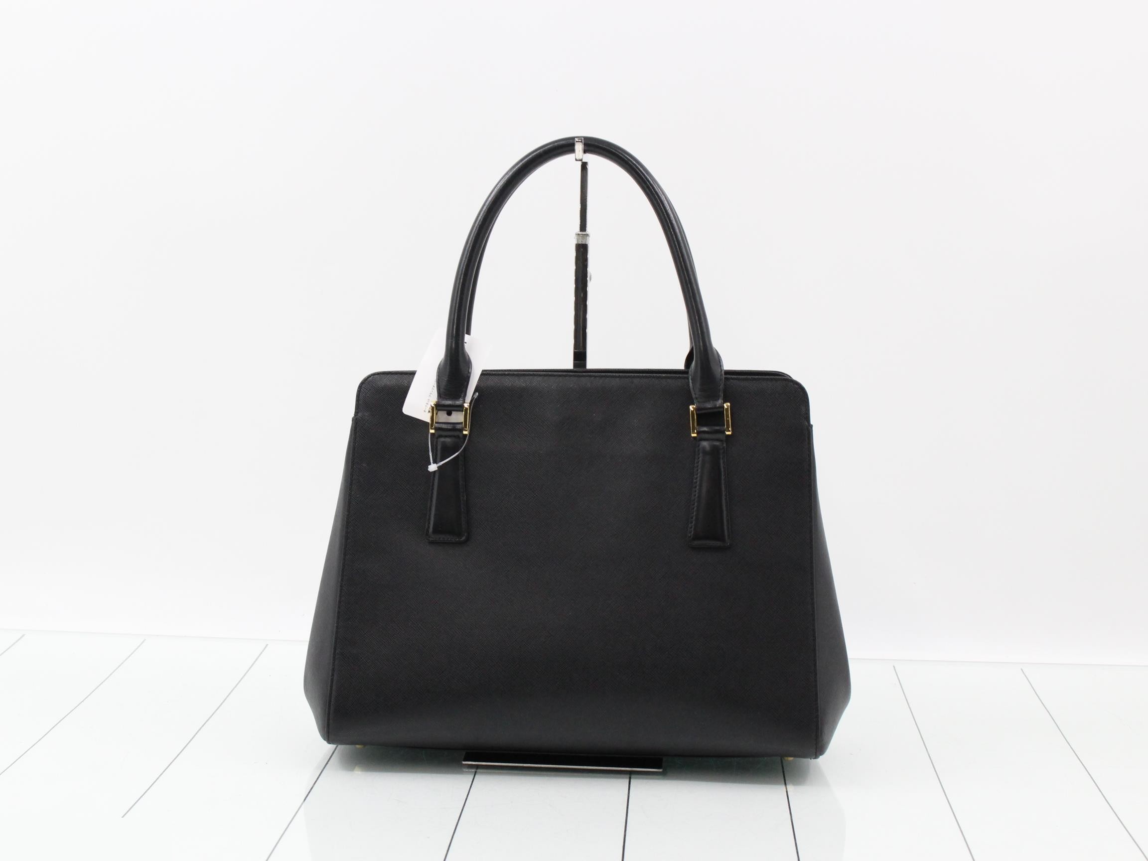 Tote bag, Nova check pattern inside, leather, black — view 2