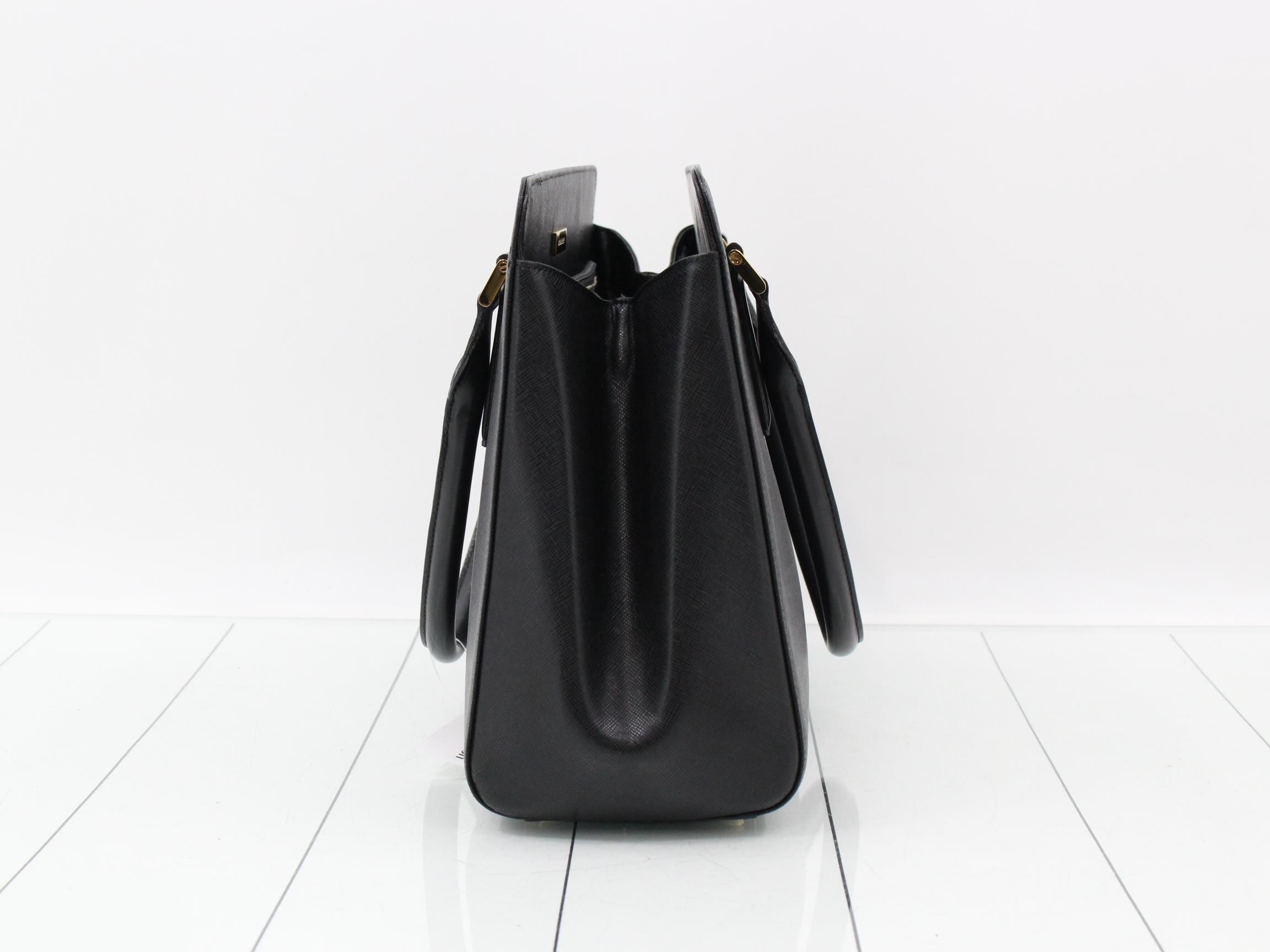 Tote bag, Nova check pattern inside, leather, black — view 4