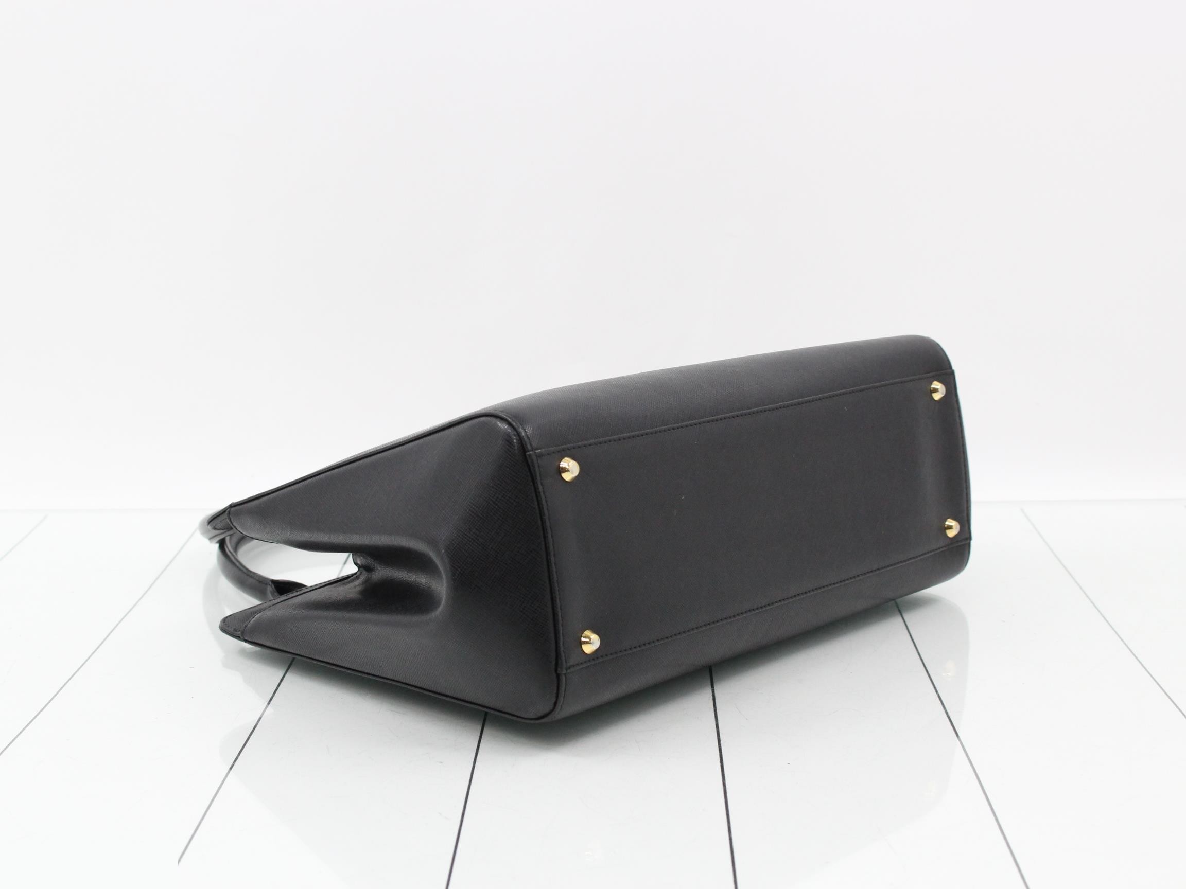 Tote bag, Nova check pattern inside, leather, black — view 5