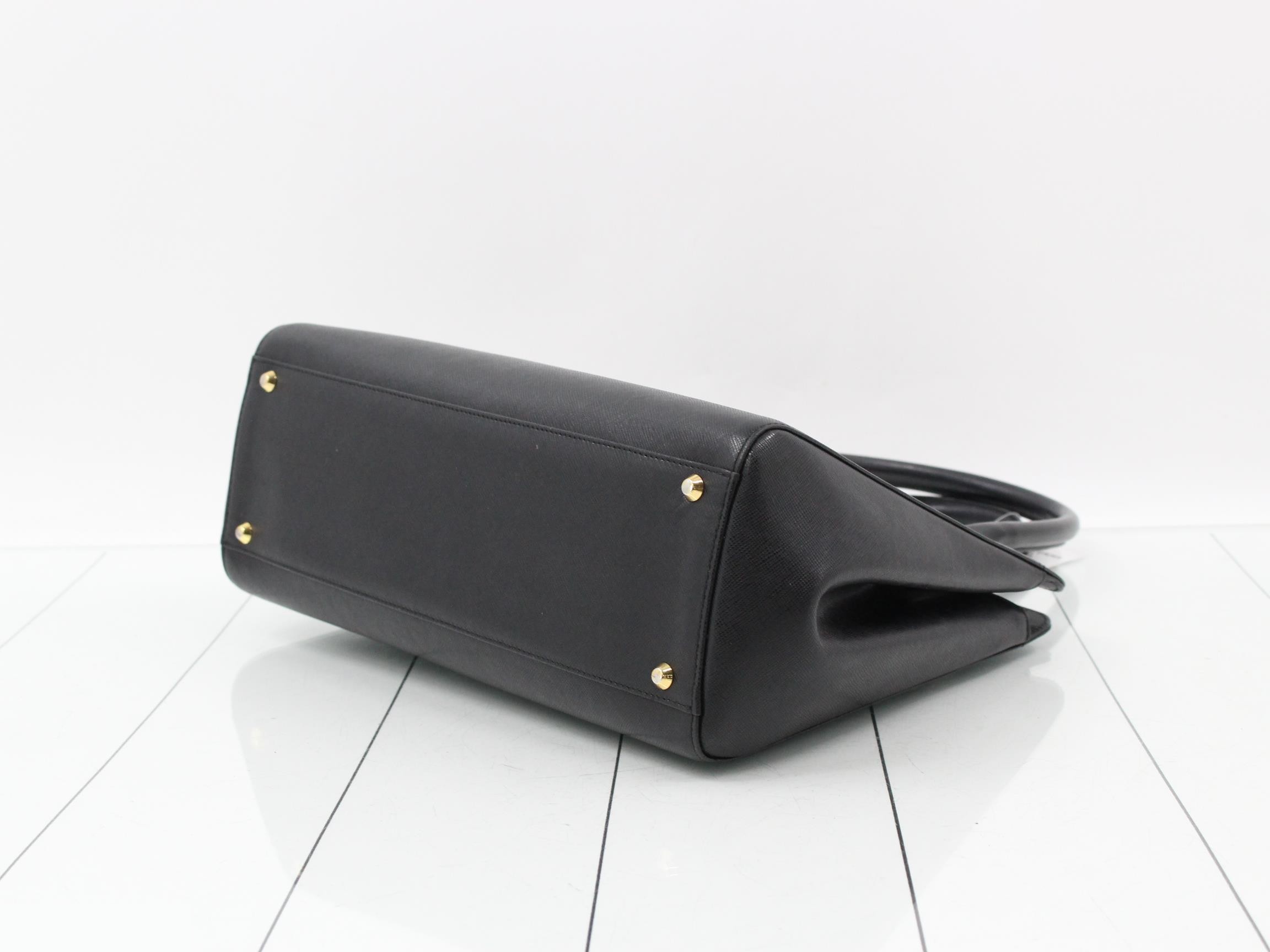 Tote bag, Nova check pattern inside, leather, black — view 6