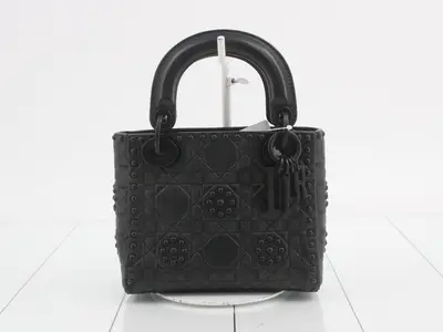 Lady Dior Canage Leather Studded 2-Way Handbag