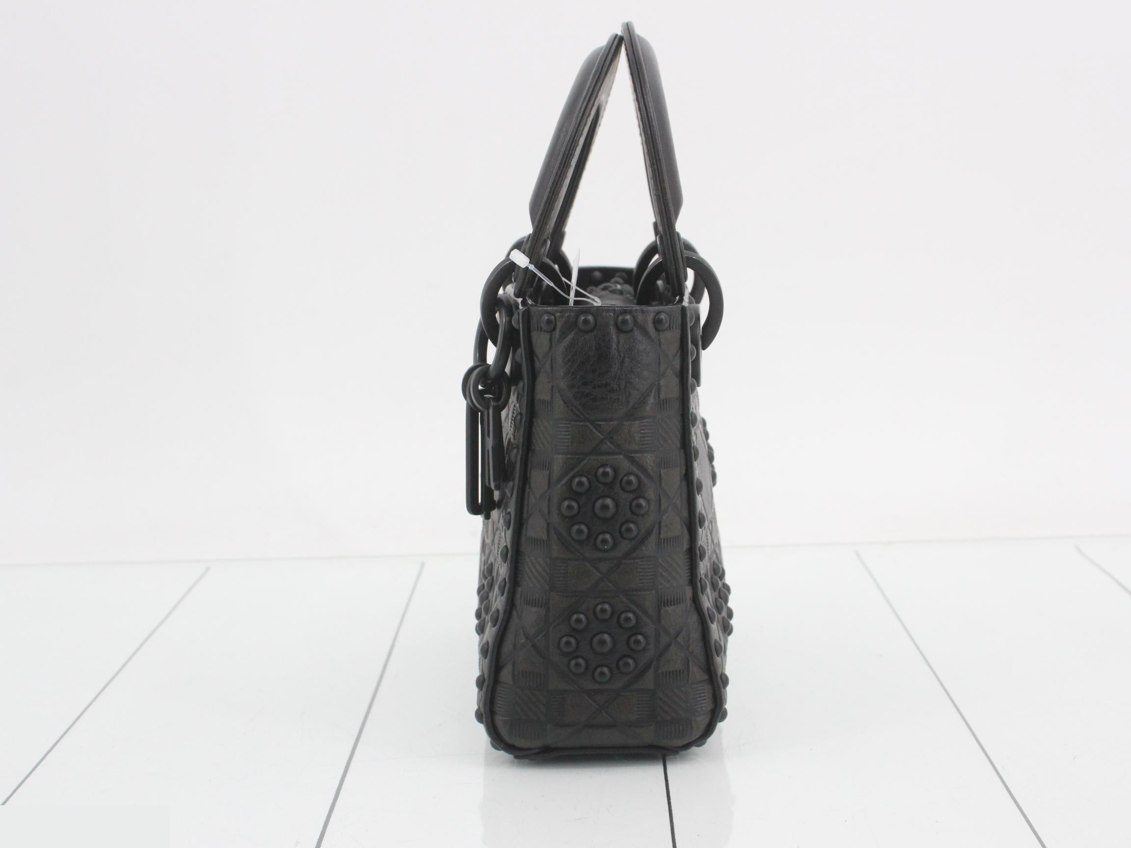 Lady Dior Canage Leather Studded 2-Way Handbag — view 3