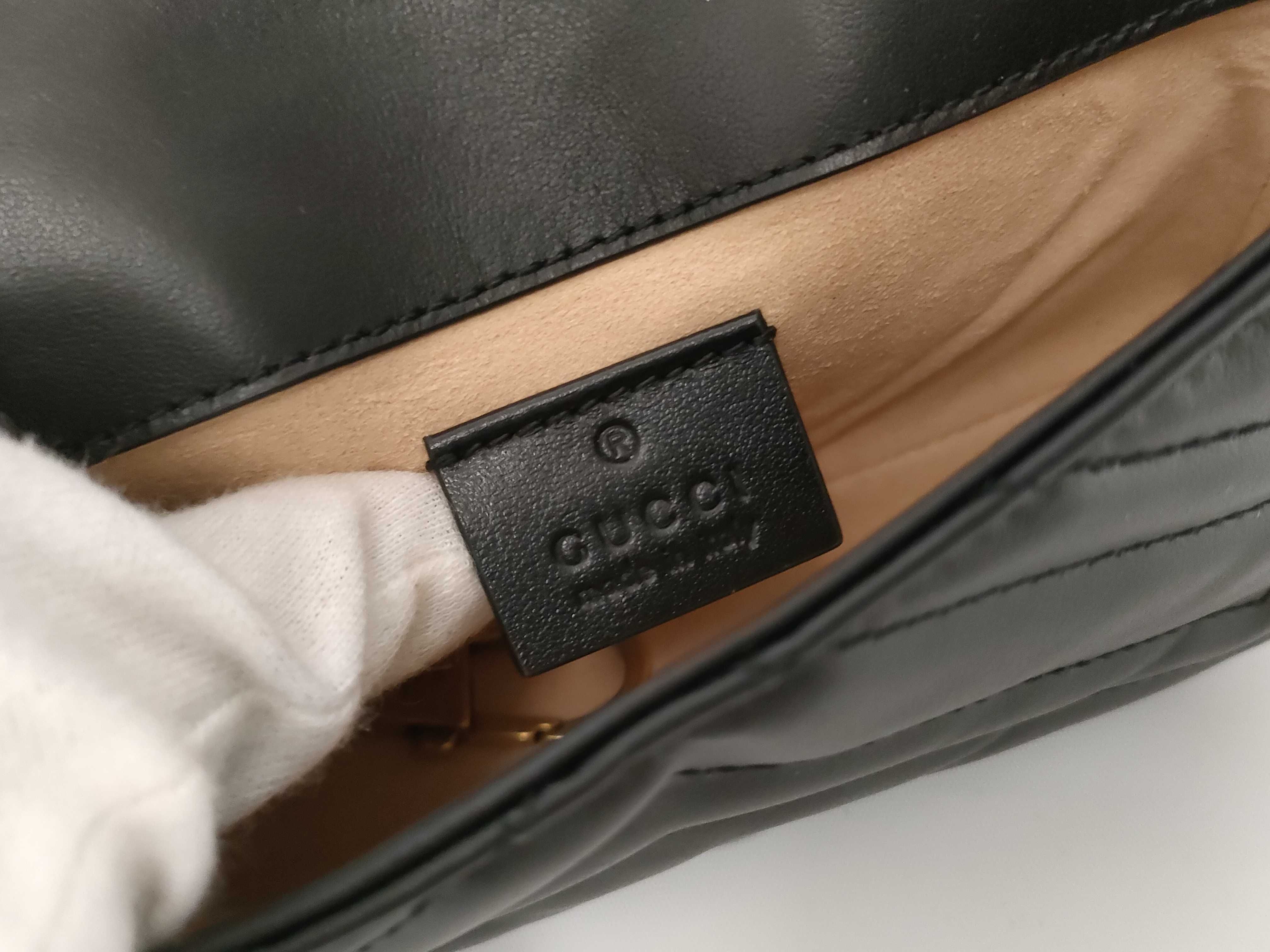 ID- GG Marmont Leather Chain Shoulder Bag Black 476433 Shoulder Bag — view 12