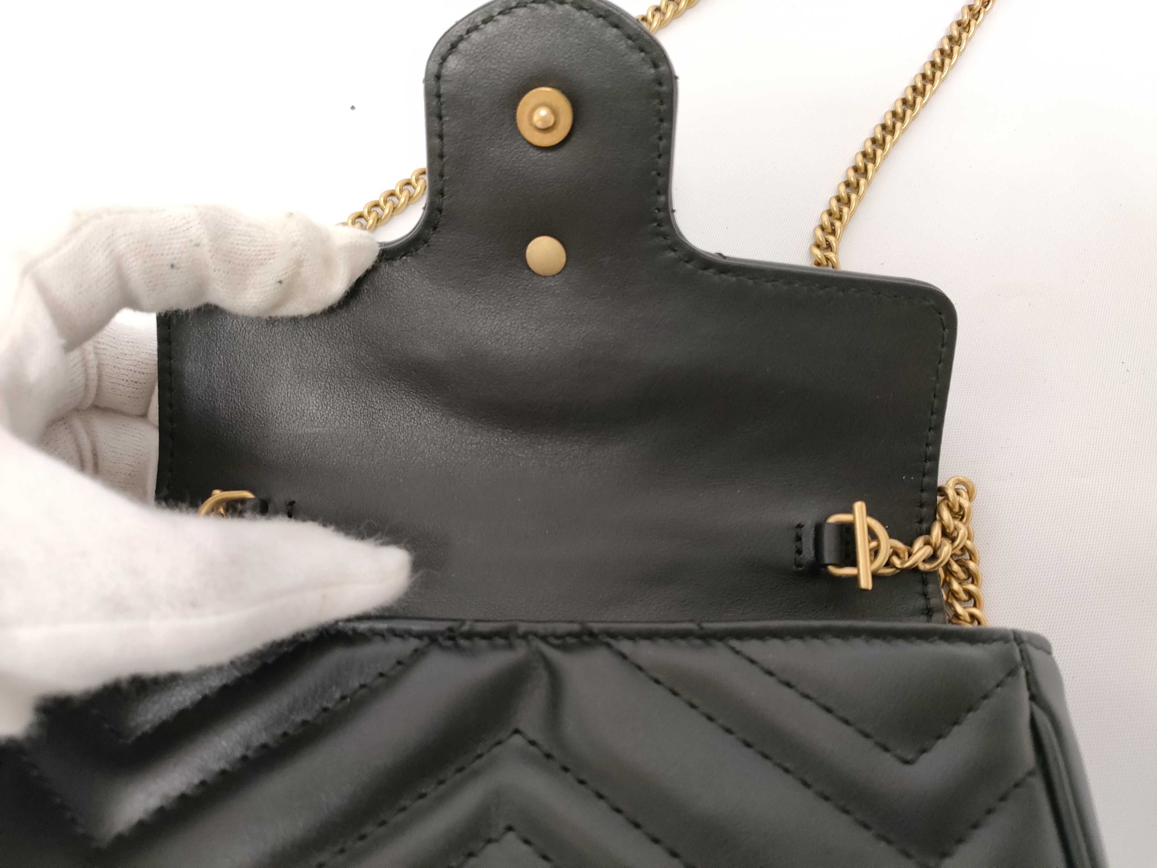 ID- GG Marmont Leather Chain Shoulder Bag Black 476433 Shoulder Bag — view 8