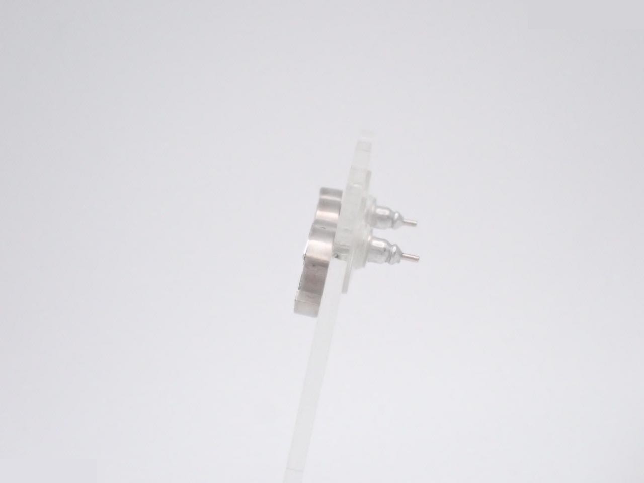 earrings, size 10A, Coco Mark design, rhinestones, silver, 1.5cm wide. — view 3