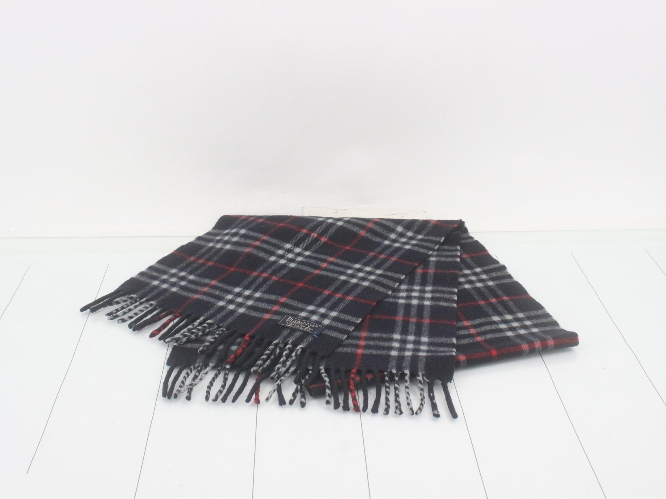 Tag attached, 100% cashmere check scarf — view 2