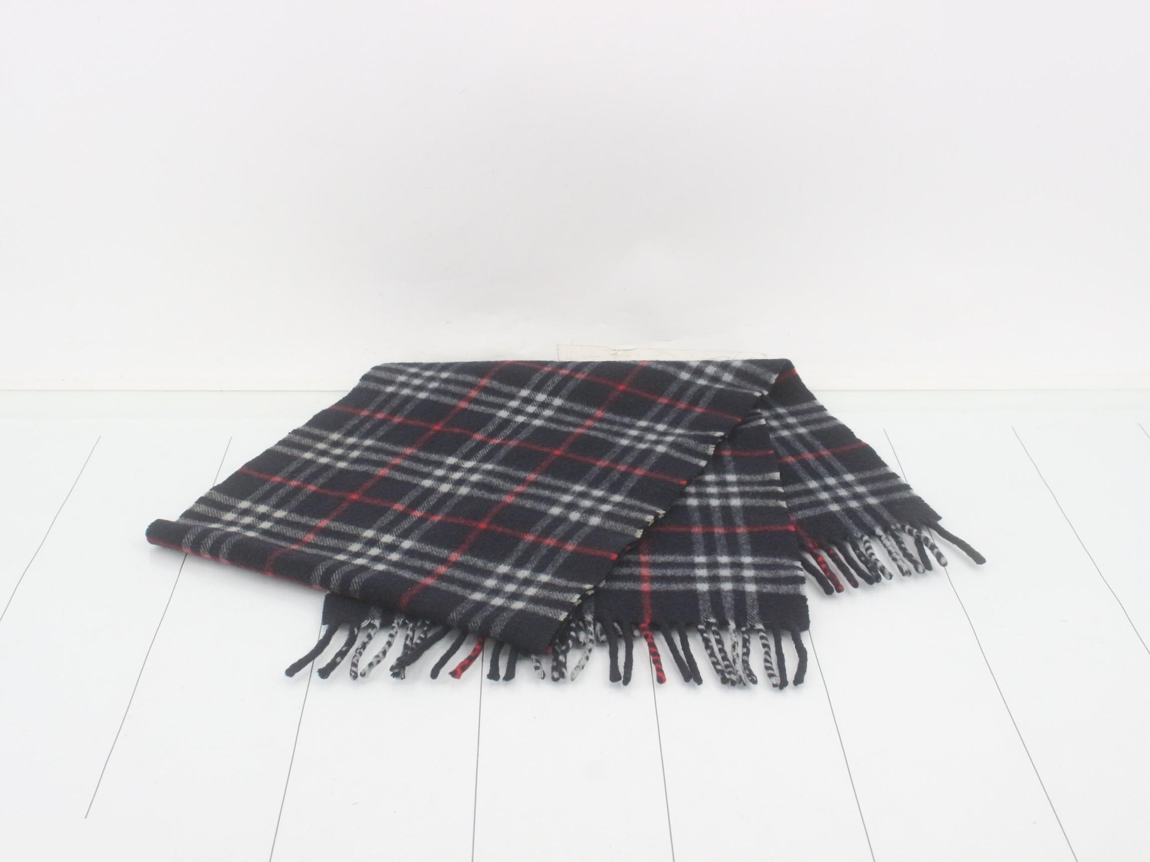 Tag attached, 100% cashmere check scarf — view 3