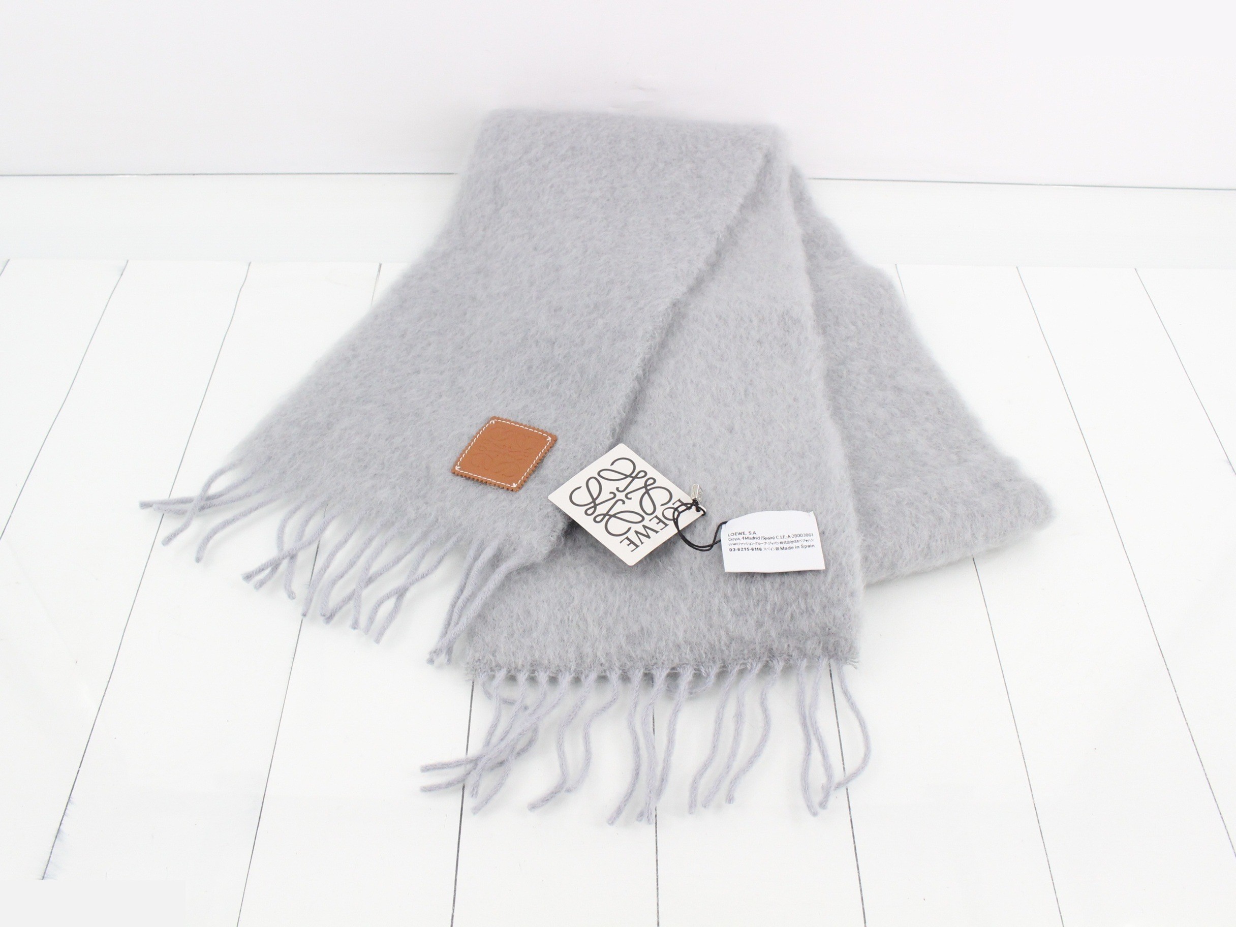 Anagram Mohair Scarf, Gray — view 2