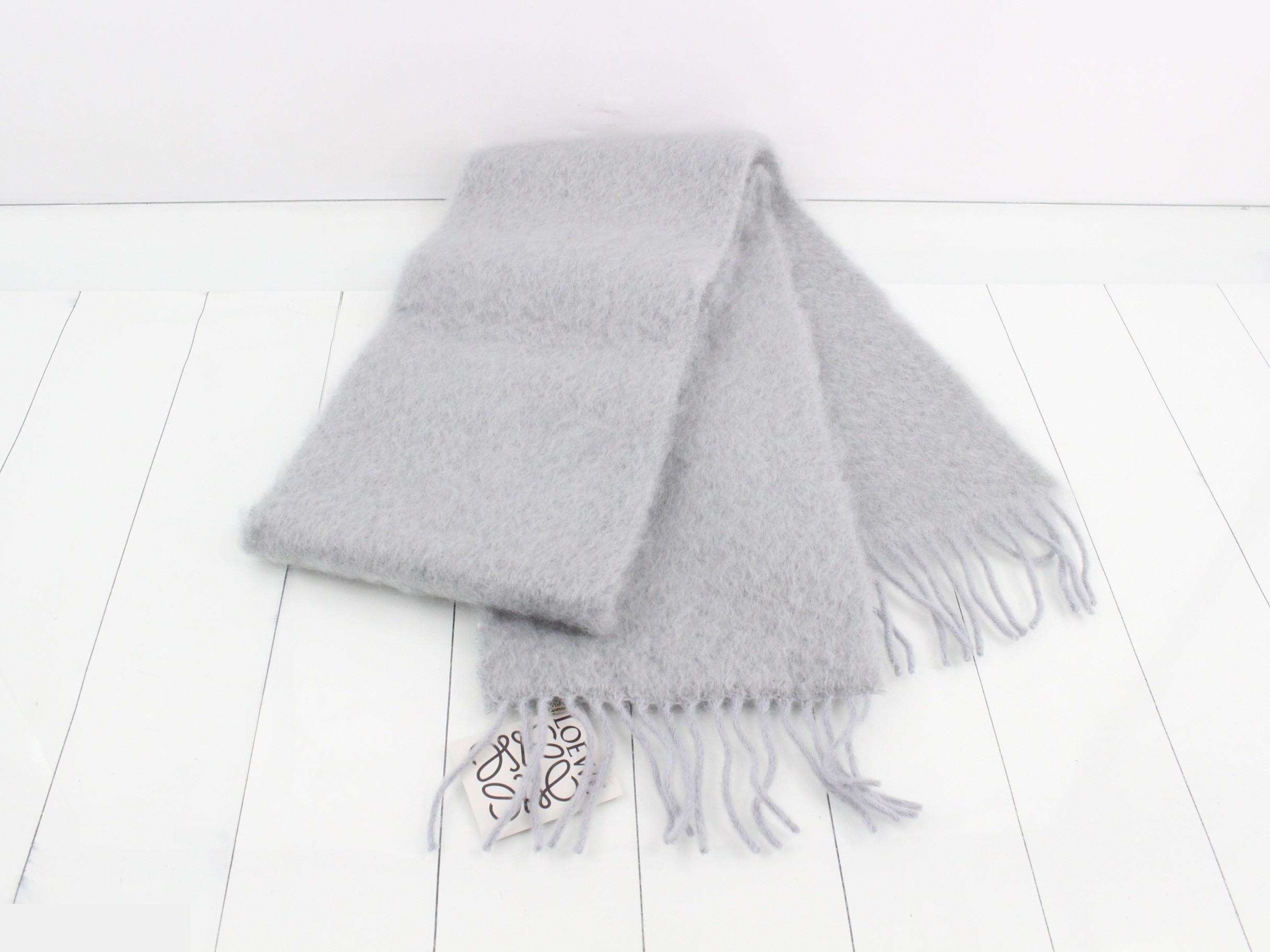Anagram Mohair Scarf, Gray — view 3