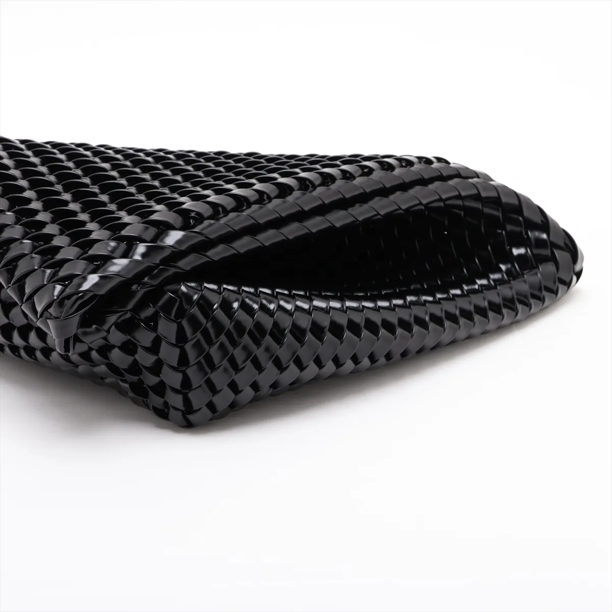 Intrecciato Leather Clutch, Black — view 3