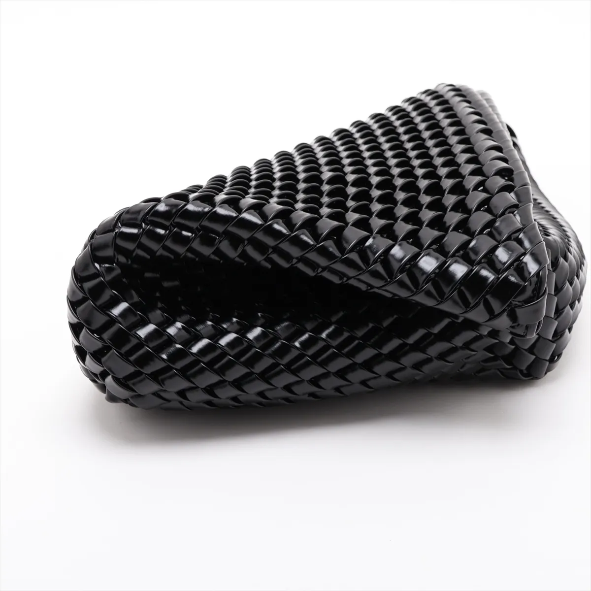 Intrecciato Leather Clutch, Black — view 4