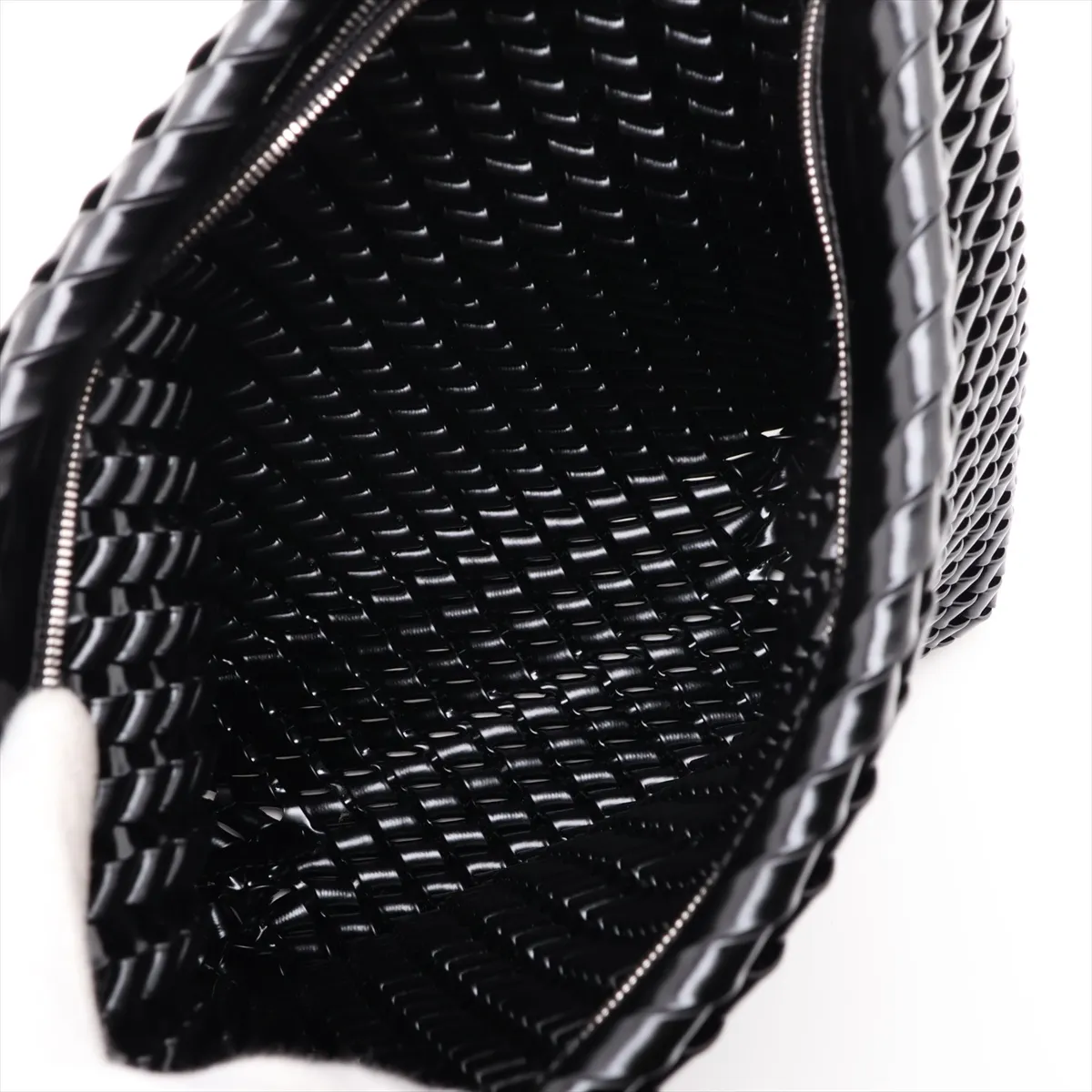 Intrecciato Leather Clutch, Black — view 5