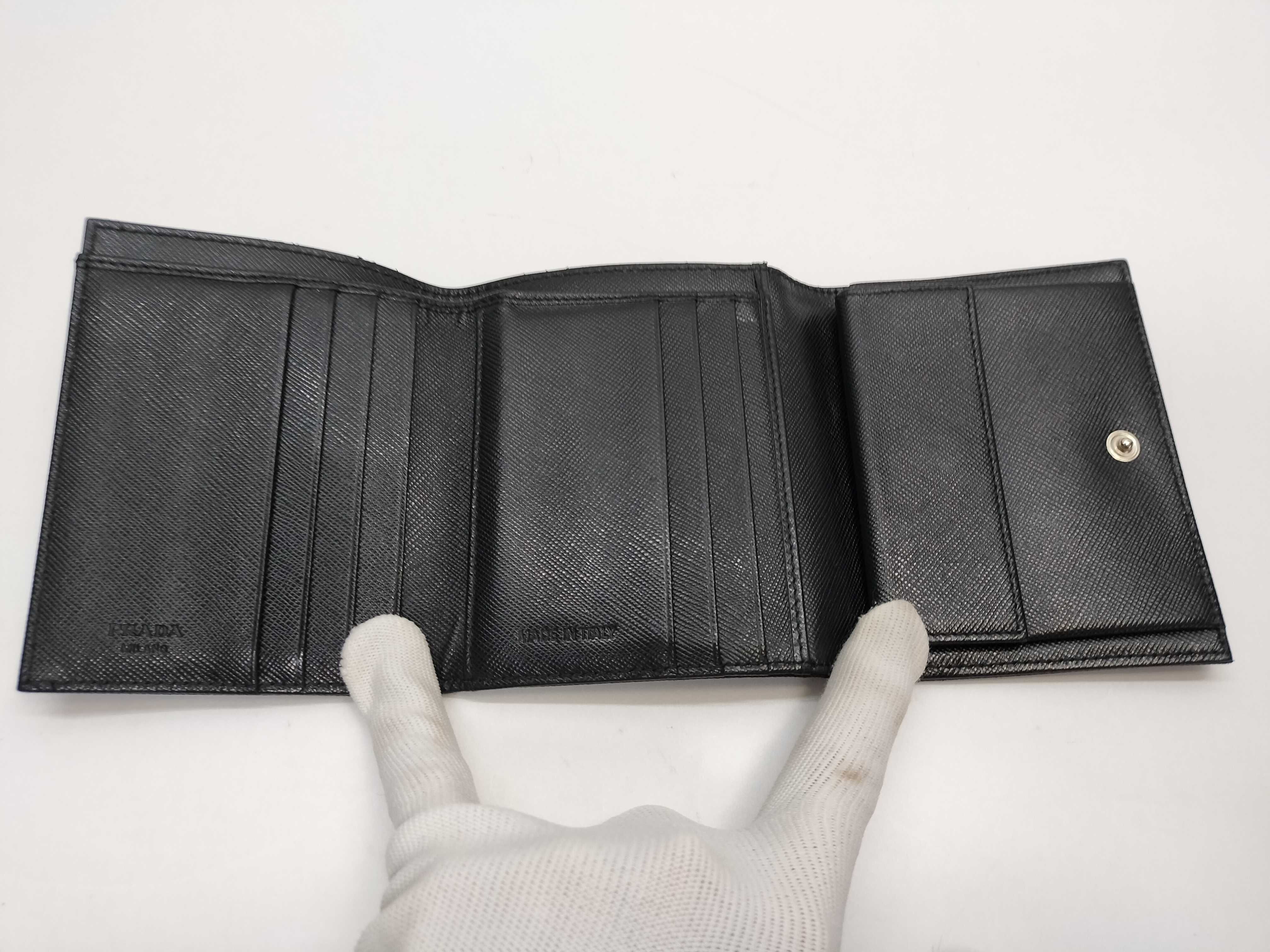 Nylon Tri-fold Wallet, Black — view 7
