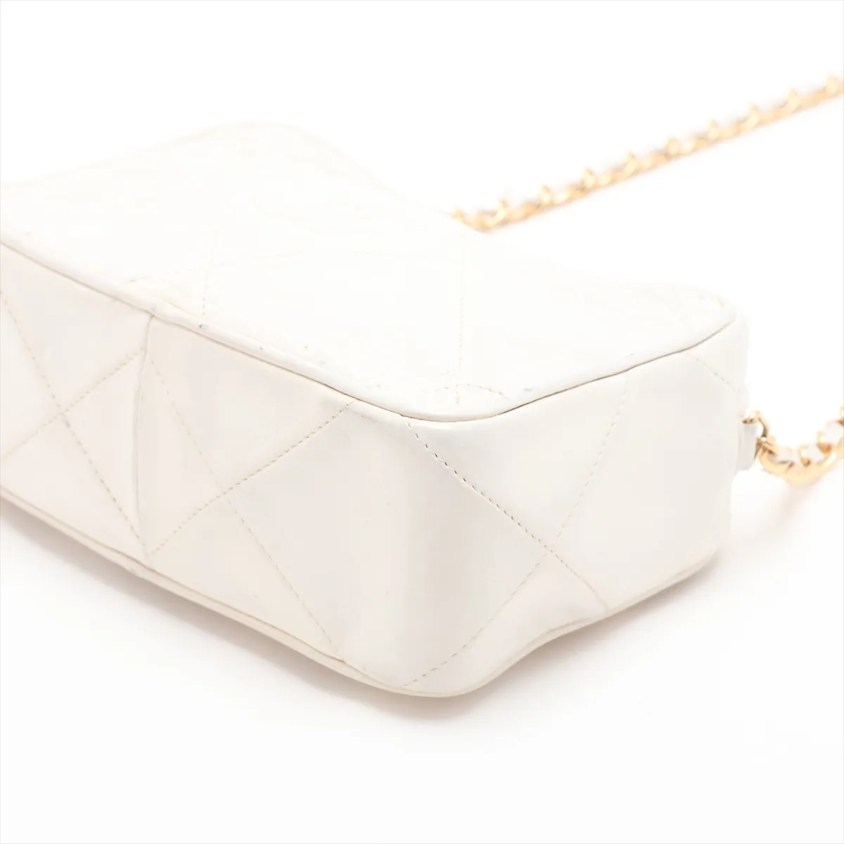 Coco Mark Lambskin Chain Shoulder Bag with Fringe, White, Gold Hardware, 0558792 (Serial Number 0) — view 3