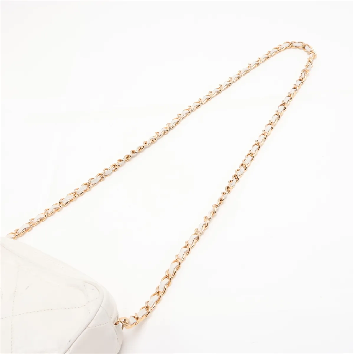 Coco Mark Lambskin Chain Shoulder Bag with Fringe, White, Gold Hardware, 0558792 (Serial Number 0) — view 5
