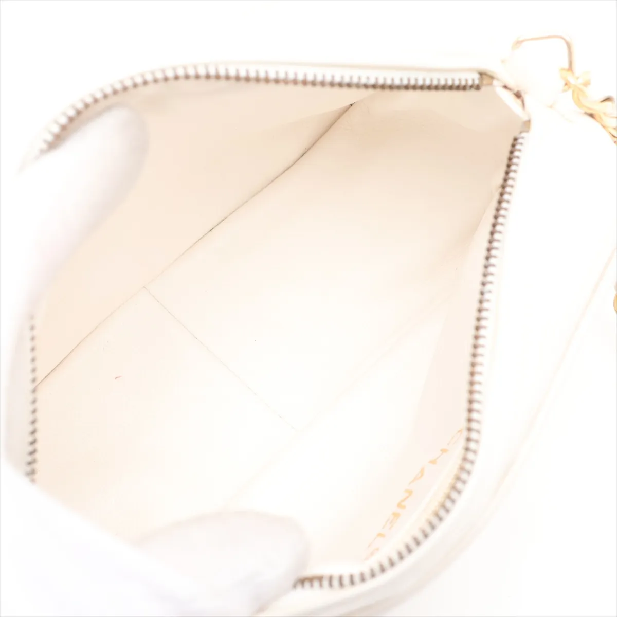 Coco Mark Lambskin Chain Shoulder Bag with Fringe, White, Gold Hardware, 0558792 (Serial Number 0) — view 6