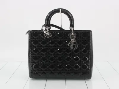 Lady Dior Black Cannage 2-Way Handbag with Strap