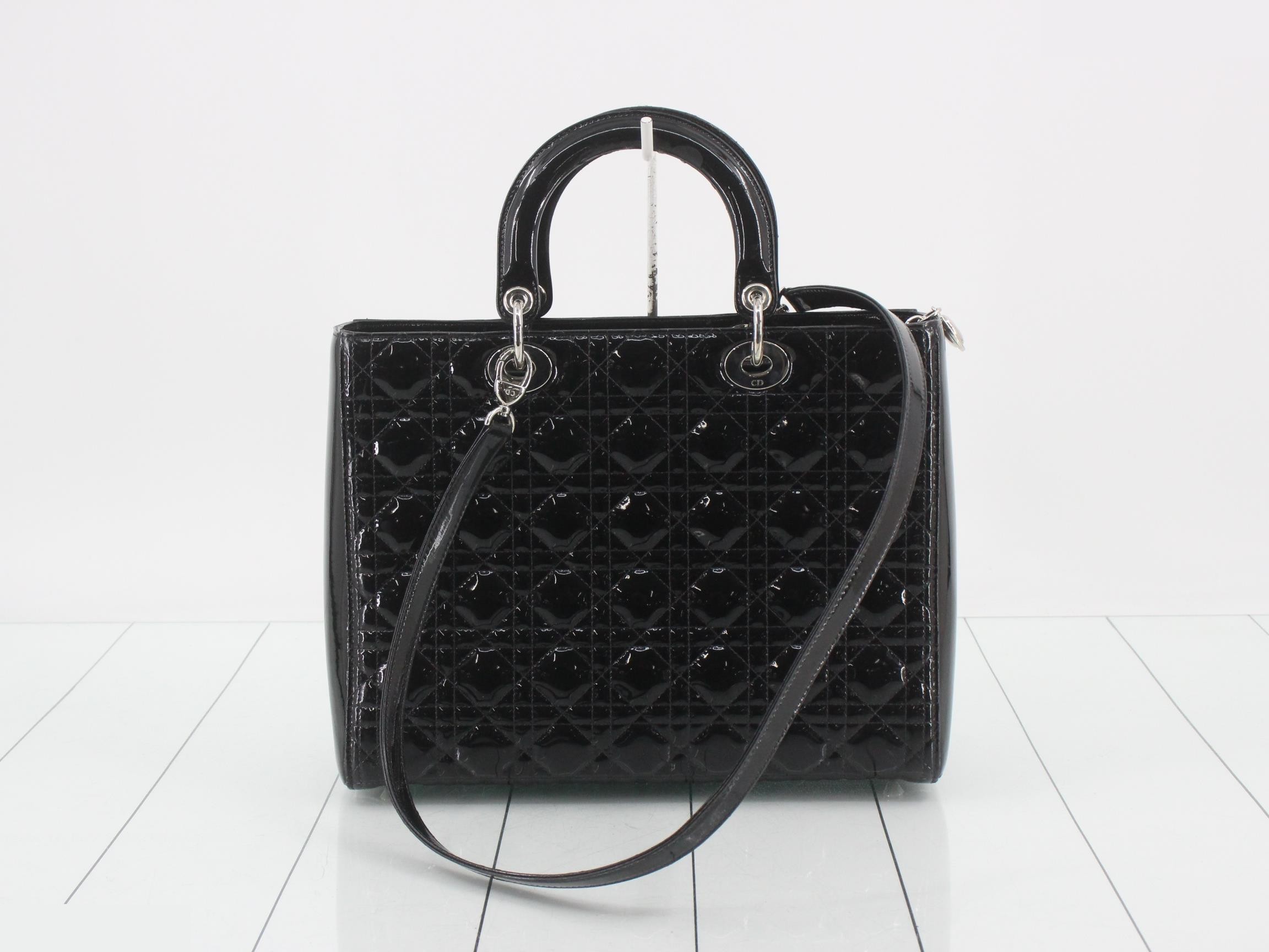 Lady Dior Black Cannage 2-Way Handbag with Strap — view 2