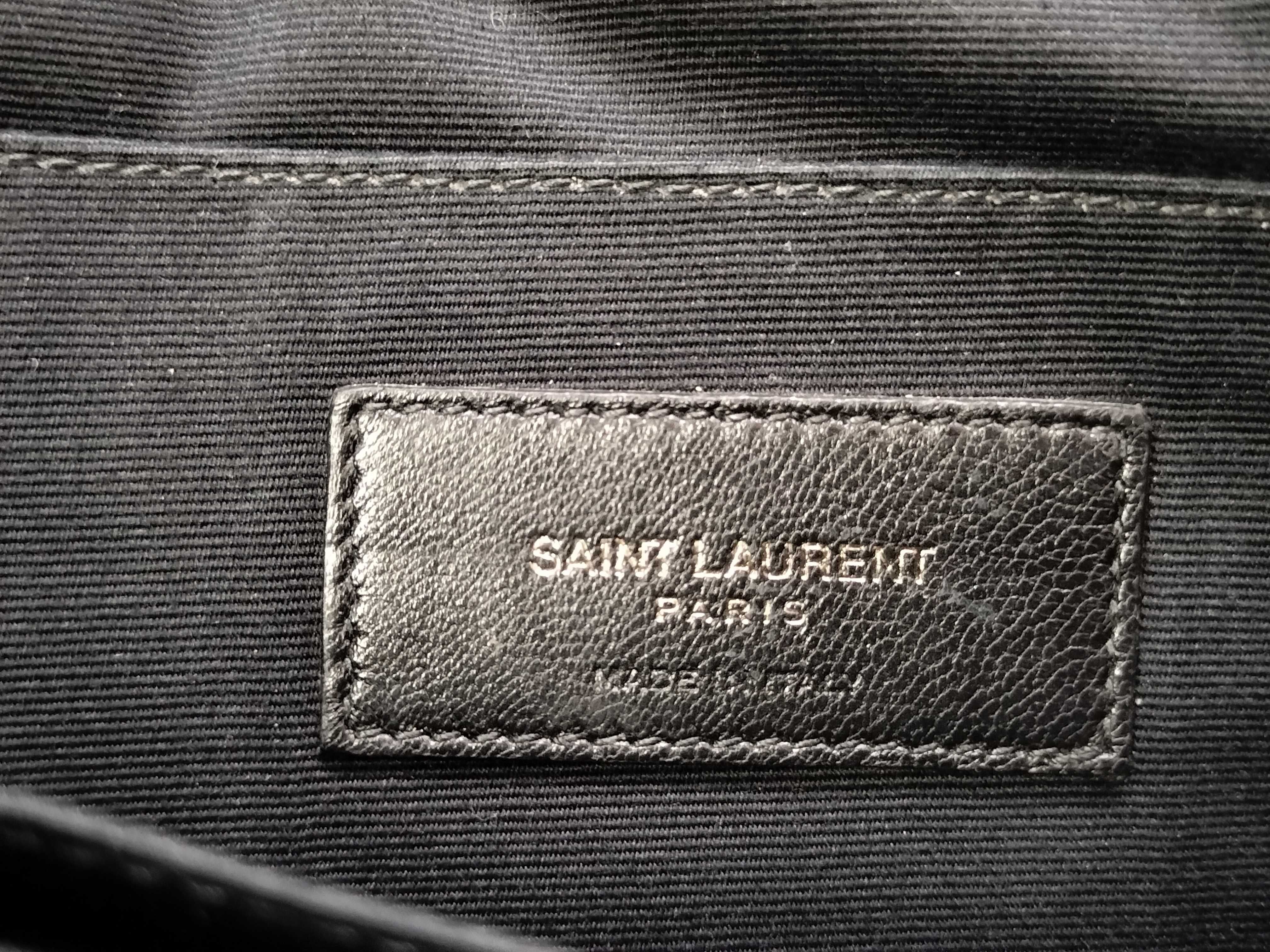 Leather YSL Logo Clutch Bag — view 6