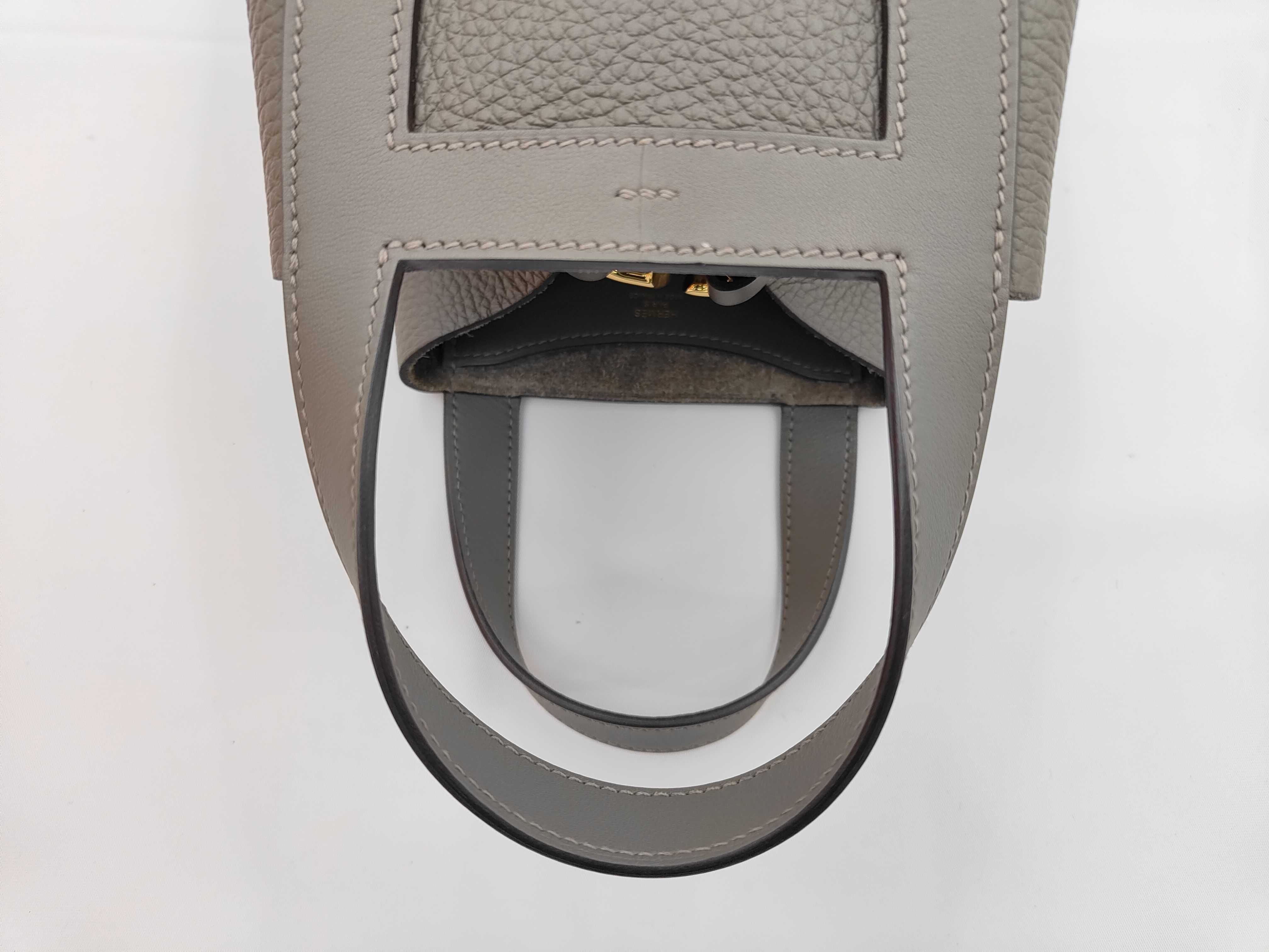 In the Loop 18 Taurillon Clemence Leather Handbag, Gray with Gold Hardware, U Stamp — view 3