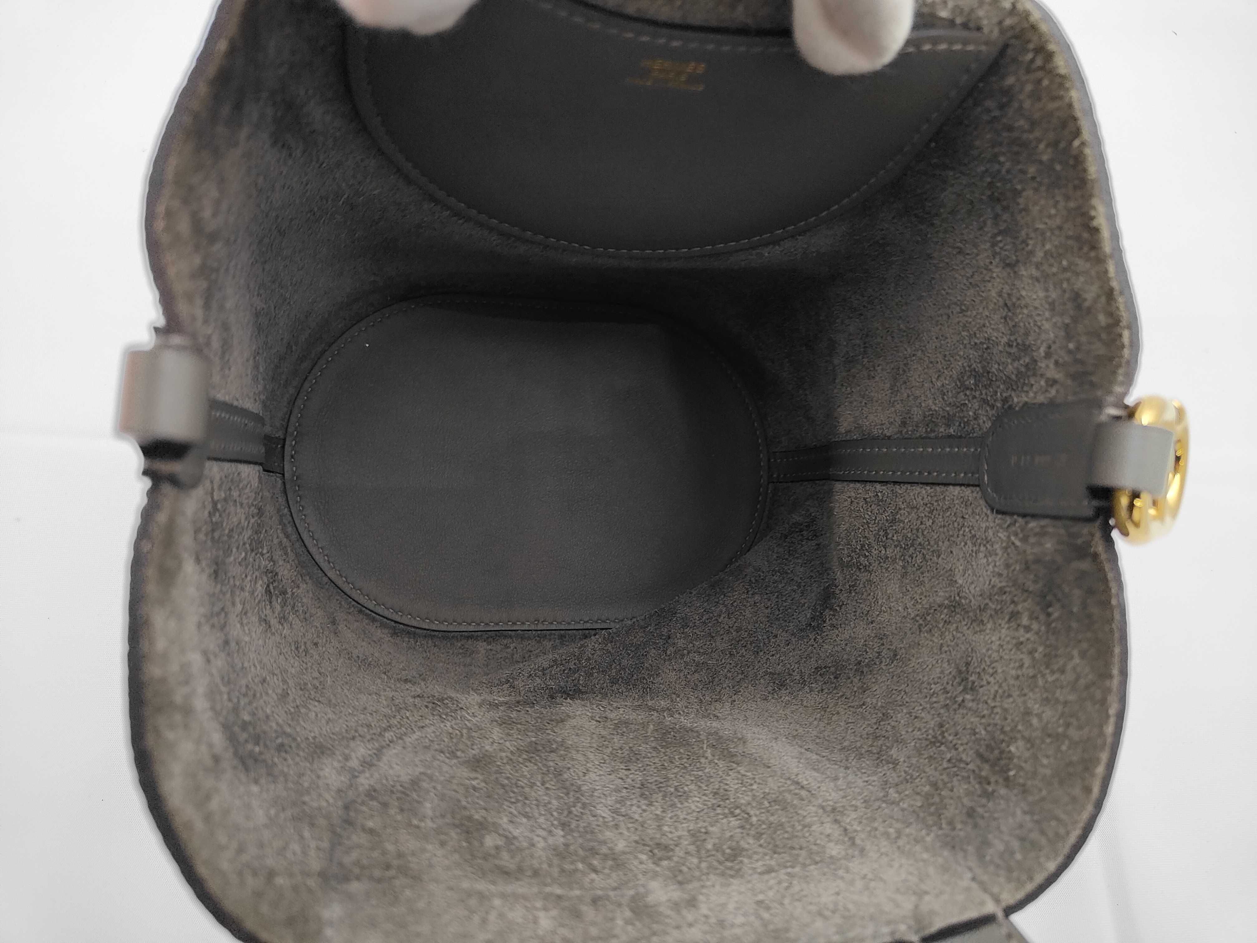 In the Loop 18 Taurillon Clemence Leather Handbag, Gray with Gold Hardware, U Stamp — view 8