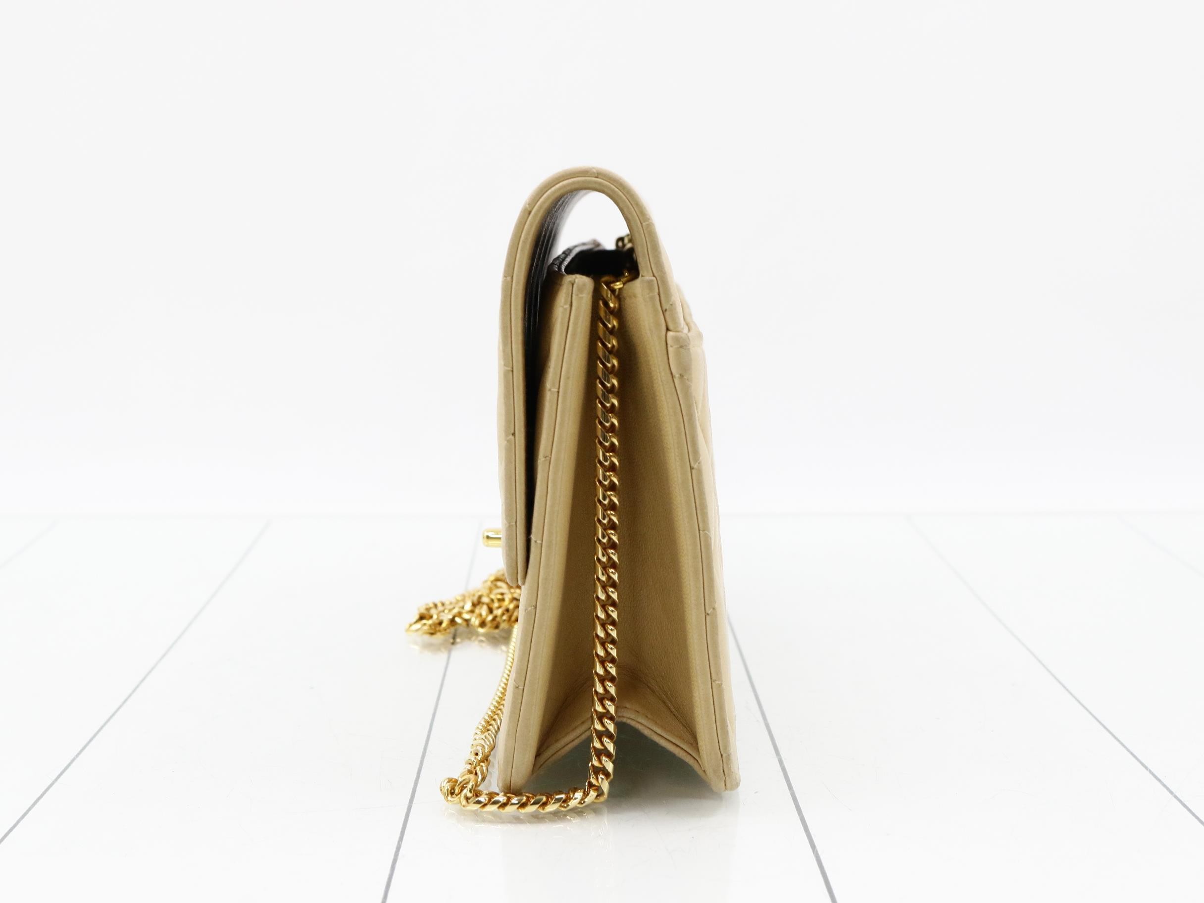 Matelassé Lambskin Chain Shoulder Bag, Beige — view 3