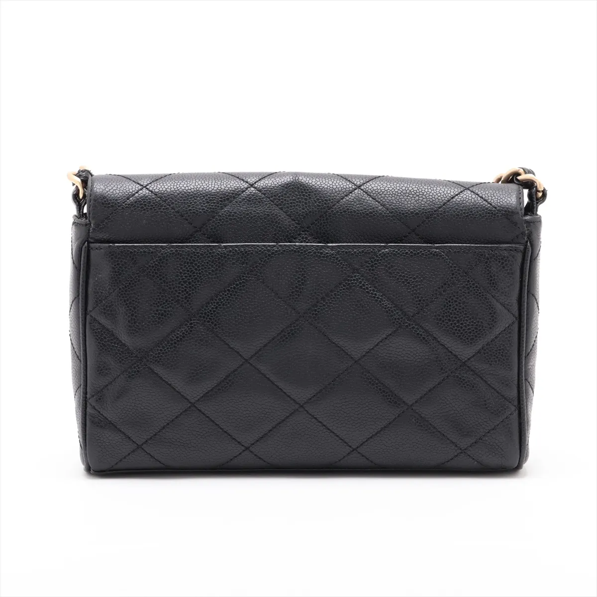 Matelassé Caviar Skin Chain Shoulder Bag, Black with Gold Hardware, 6497622, ​​Series 6 — view 2