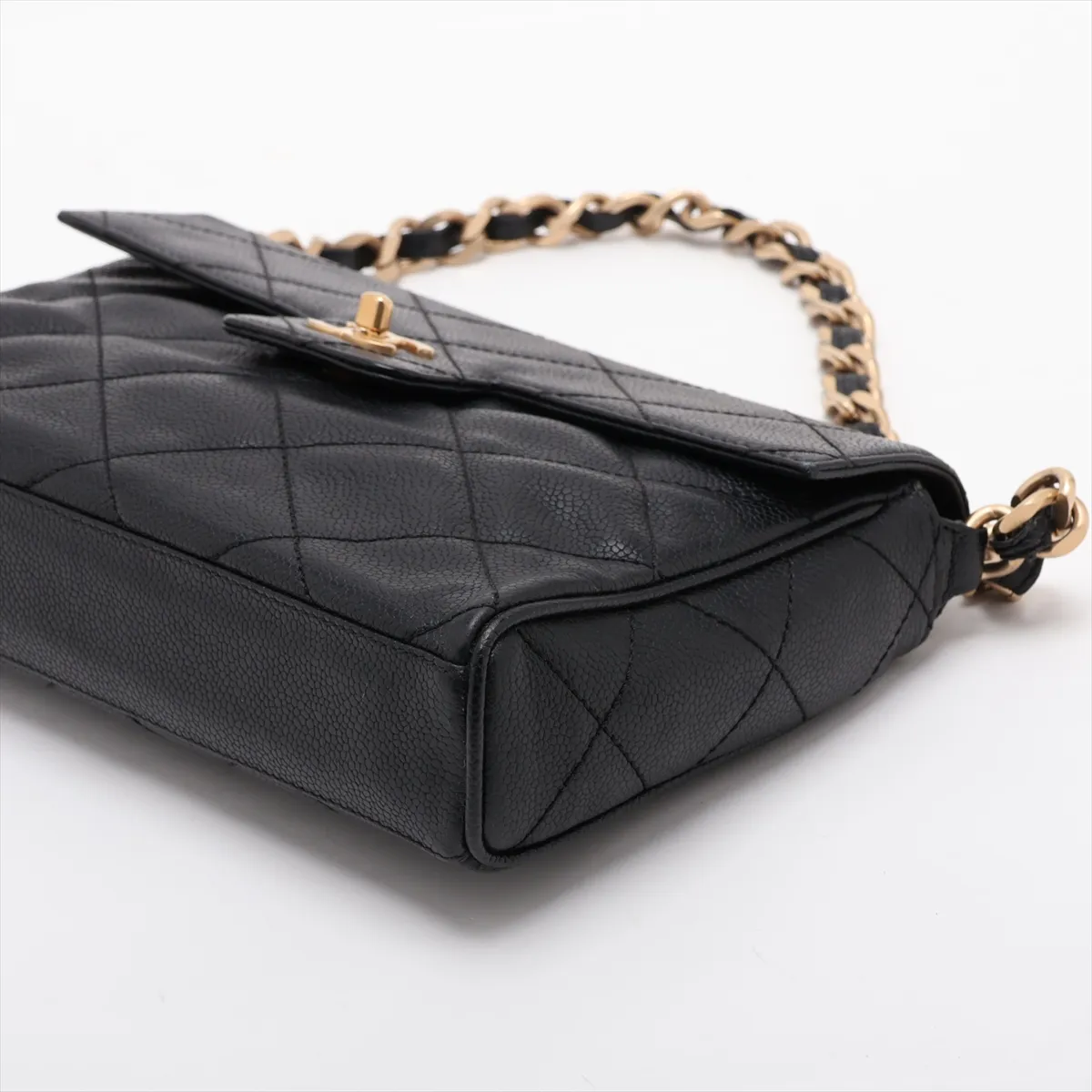 Matelassé Caviar Skin Chain Shoulder Bag, Black with Gold Hardware, 6497622, ​​Series 6 — view 3