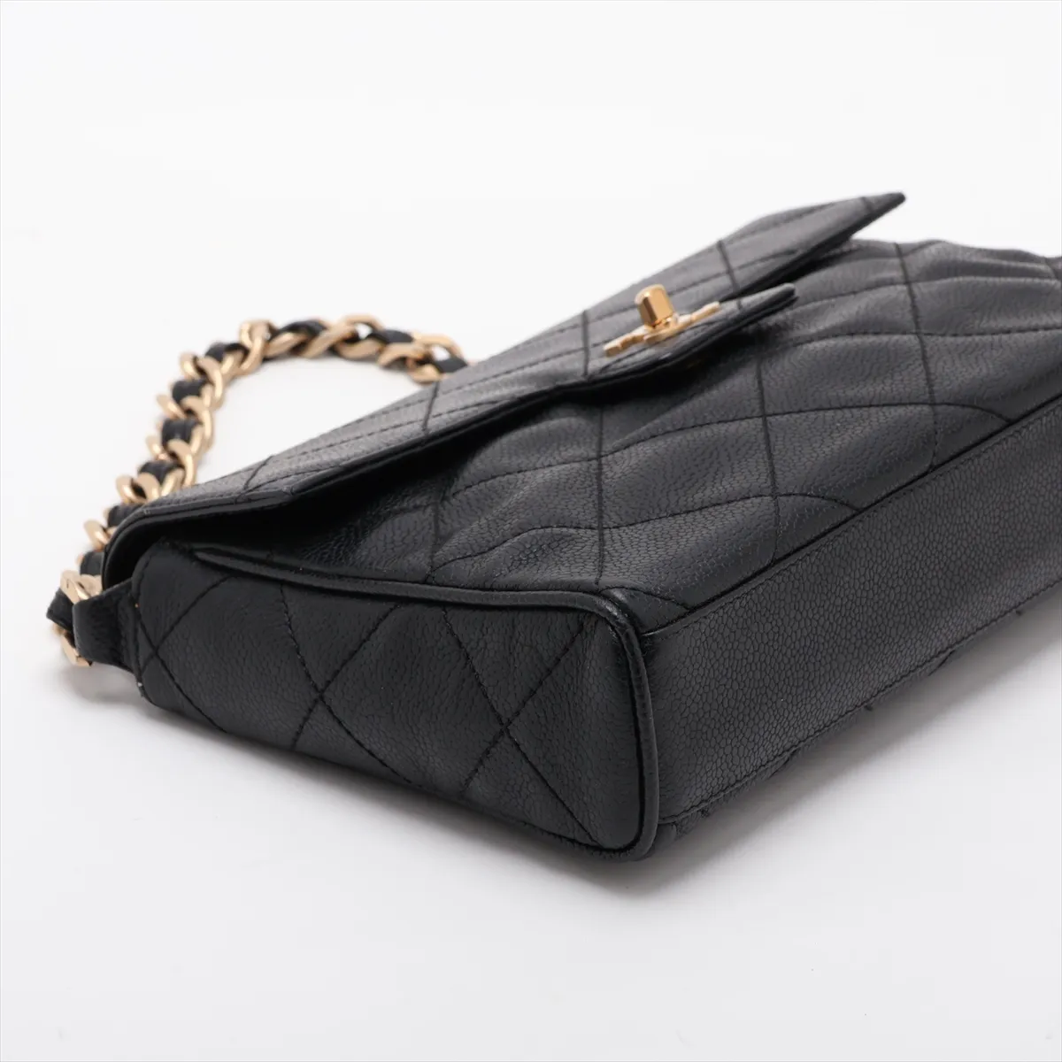 Matelassé Caviar Skin Chain Shoulder Bag, Black with Gold Hardware, 6497622, ​​Series 6 — view 4