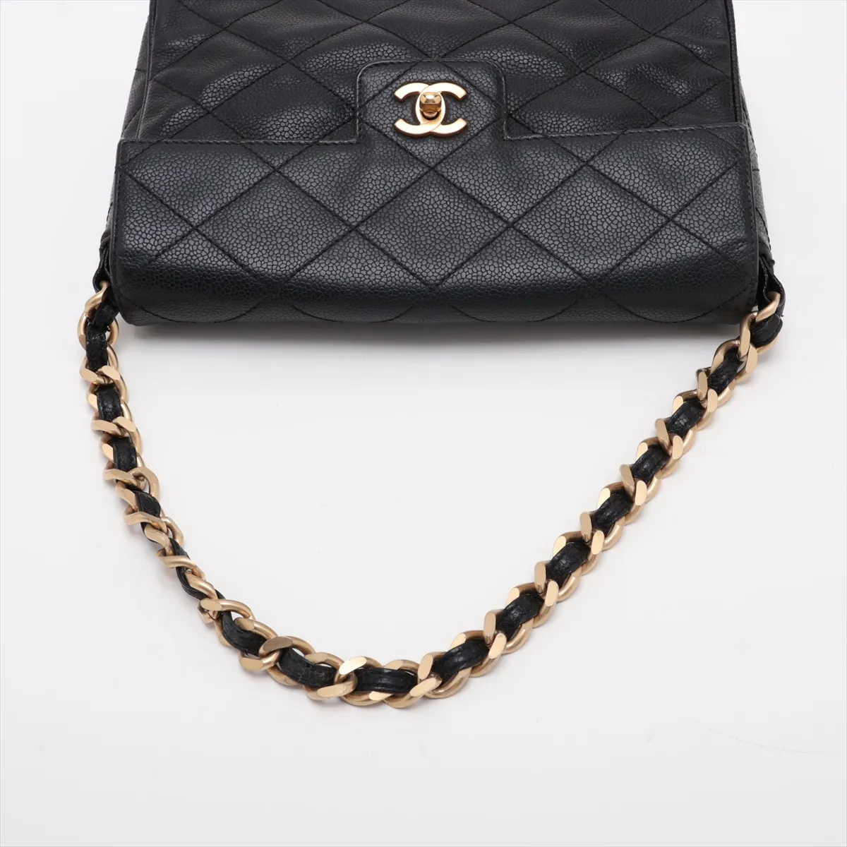 Matelassé Caviar Skin Chain Shoulder Bag, Black with Gold Hardware, 6497622, ​​Series 6 — view 5