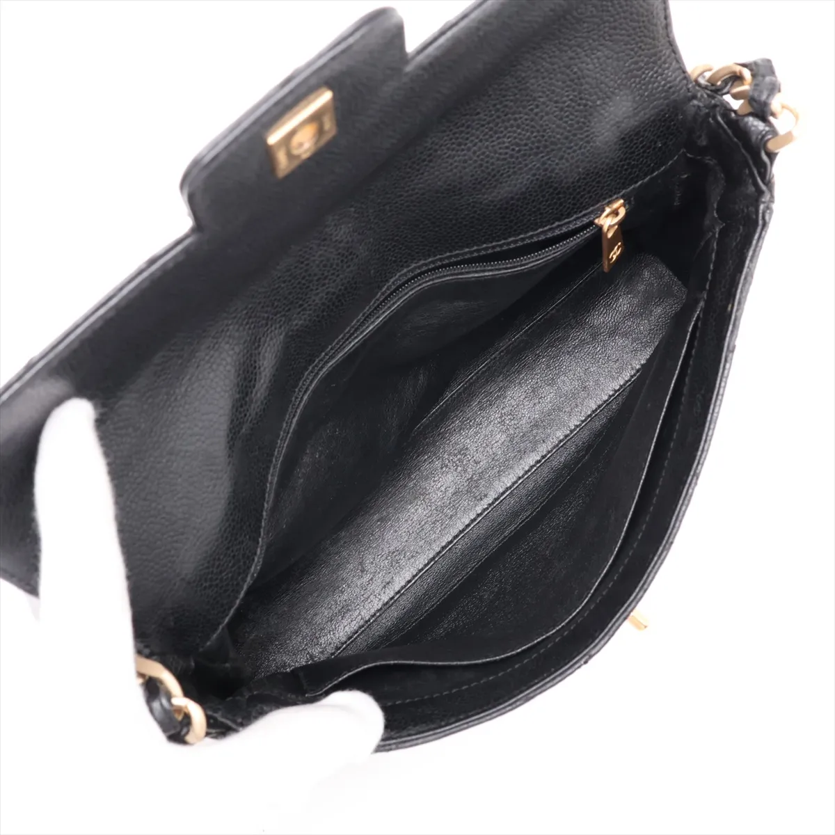 Matelassé Caviar Skin Chain Shoulder Bag, Black with Gold Hardware, 6497622, ​​Series 6 — view 7