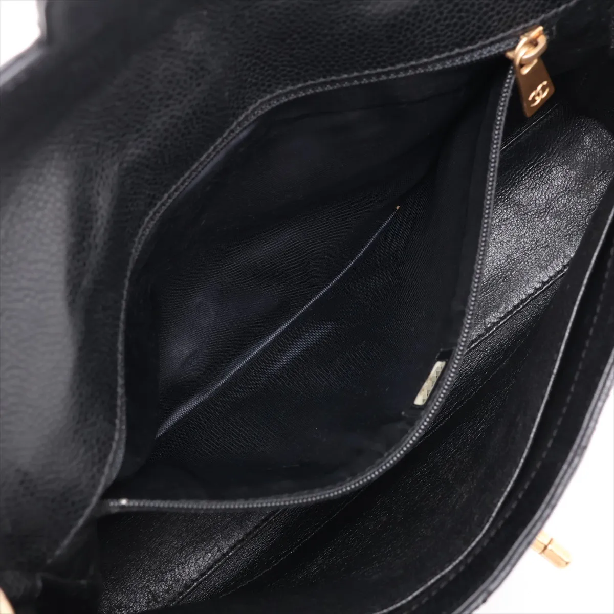 Matelassé Caviar Skin Chain Shoulder Bag, Black with Gold Hardware, 6497622, ​​Series 6 — view 8
