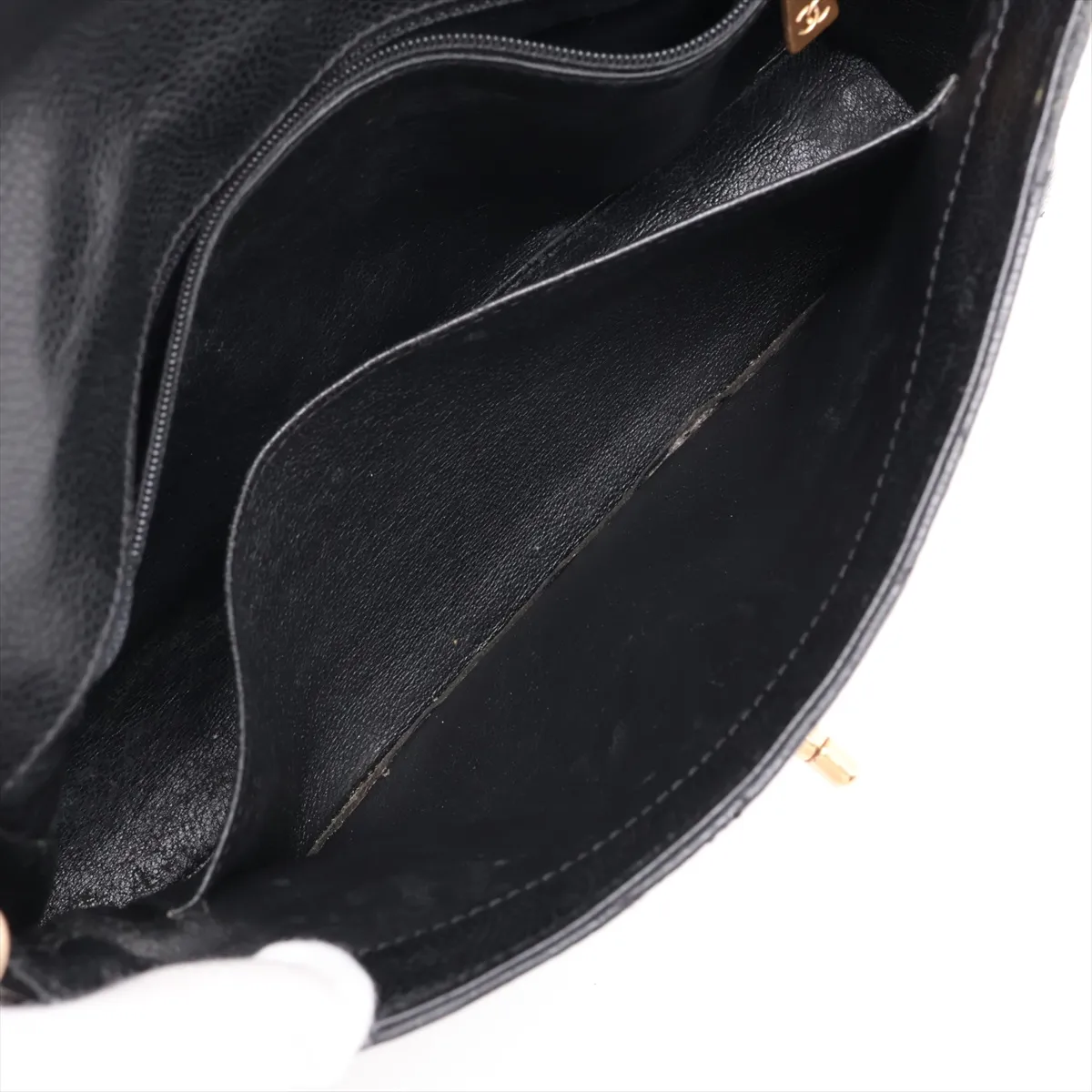 Matelassé Caviar Skin Chain Shoulder Bag, Black with Gold Hardware, 6497622, ​​Series 6 — view 9