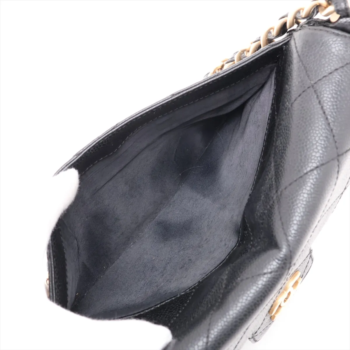 Matelassé Caviar Skin Chain Shoulder Bag, Black with Gold Hardware, 6497622, ​​Series 6 — view 10