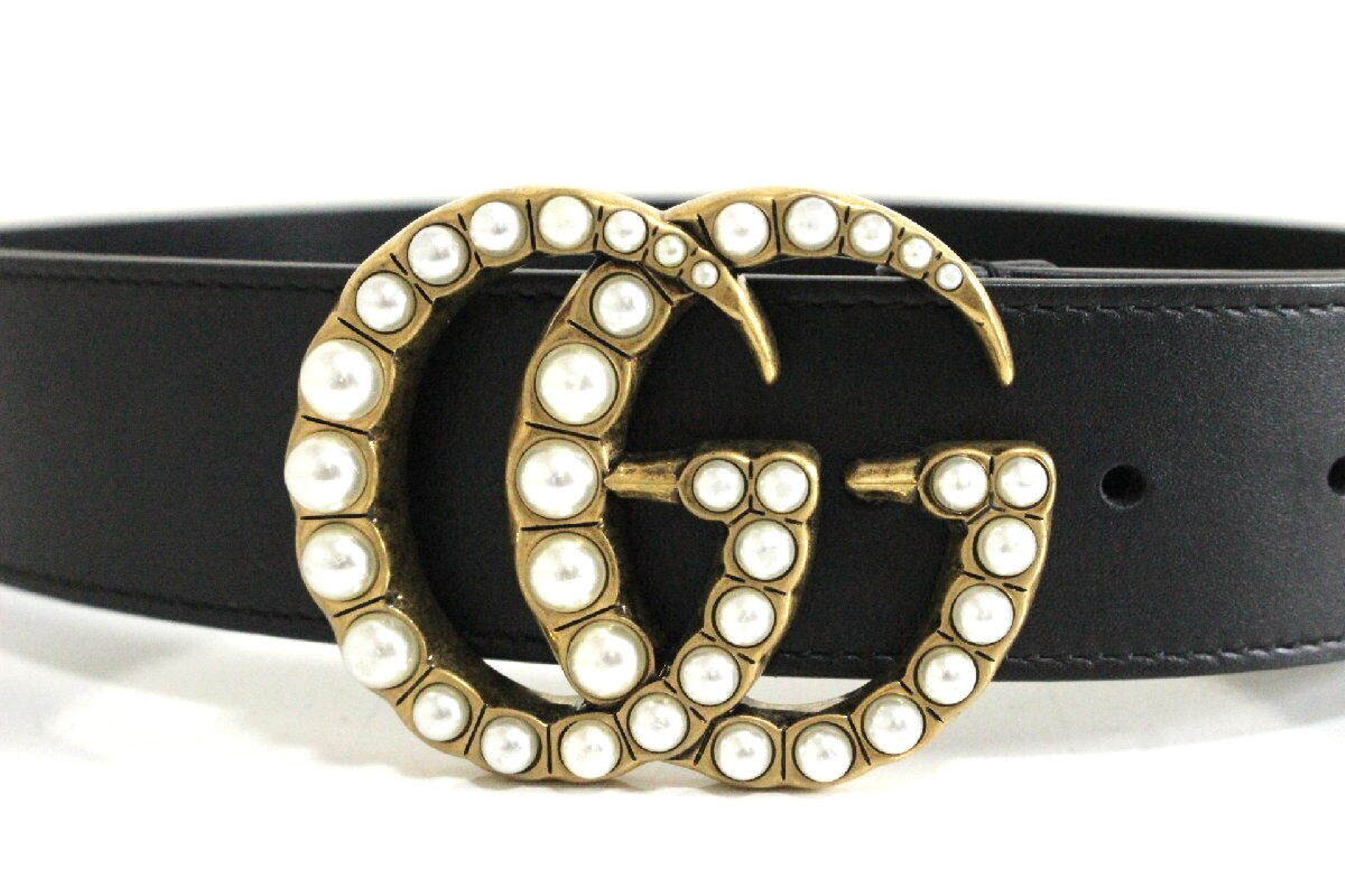 GG Marmont Belt with Pearl BLK 75cm Belt — view 2