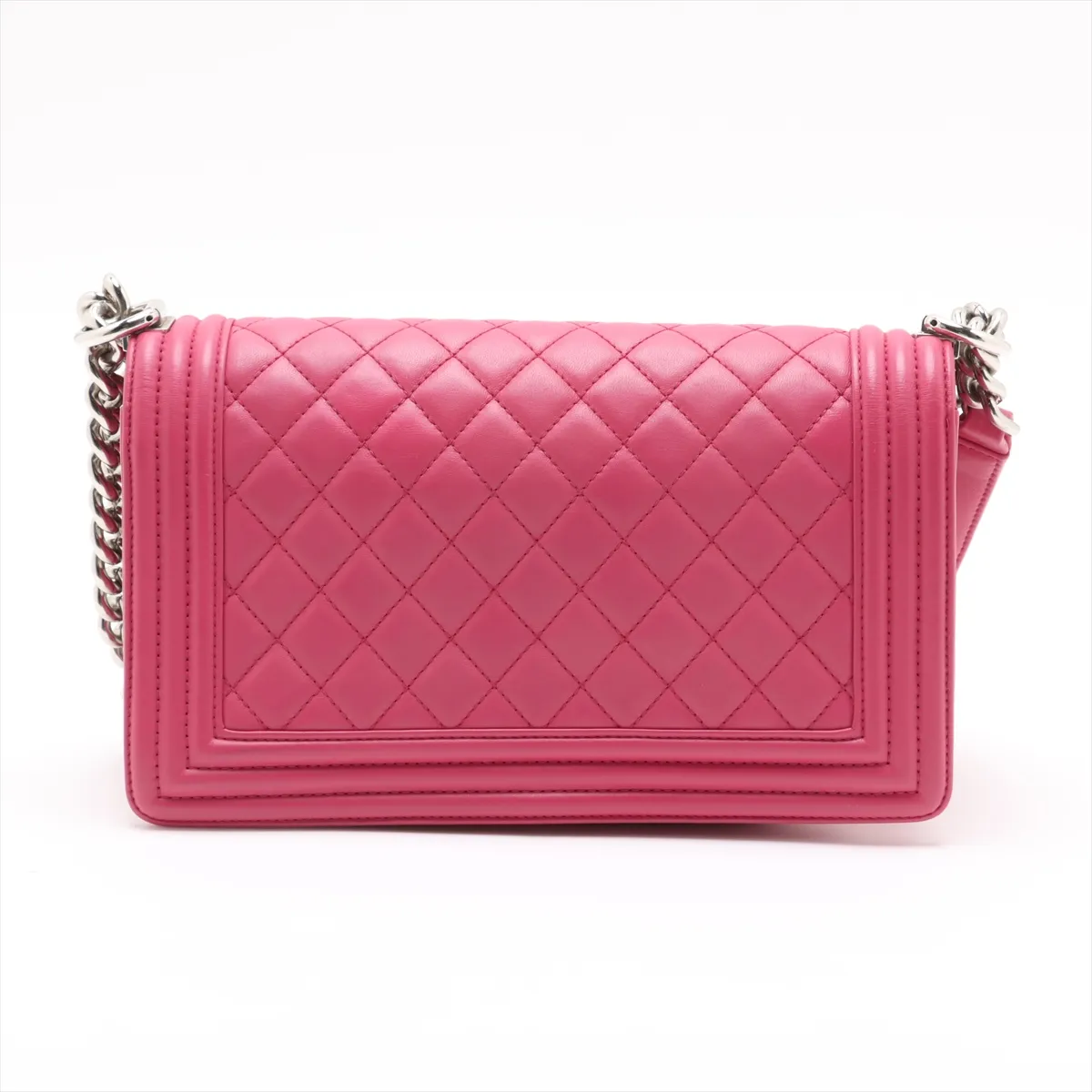 Boy Chanel 25 Lambskin Chain Shoulder Bag Pink Silver Hardware 24732634 24th Series A67086 — view 2