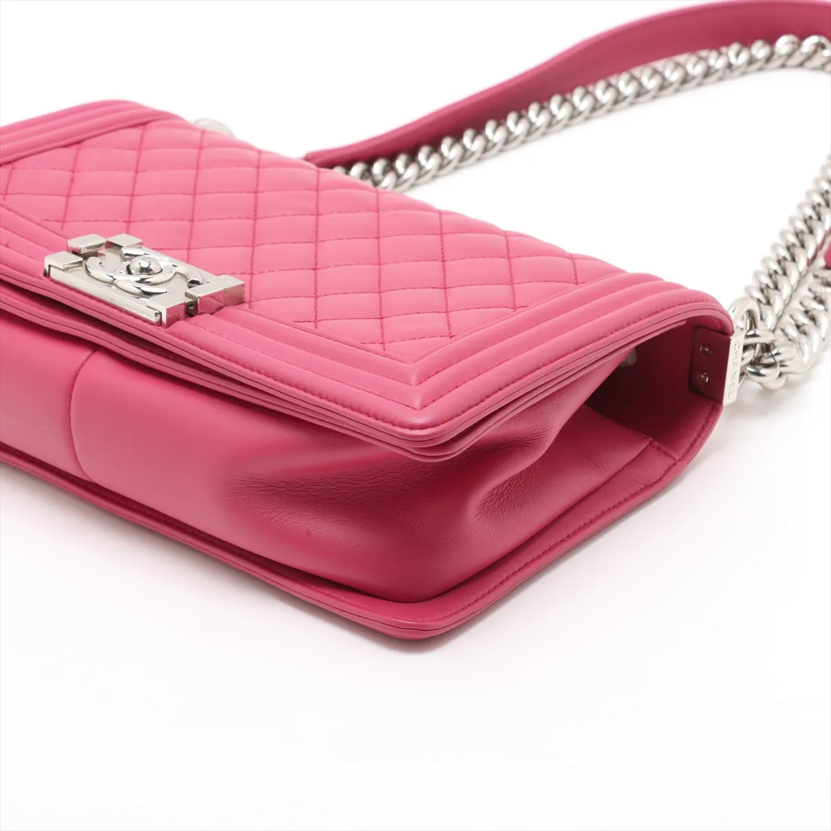 Boy Chanel 25 Lambskin Chain Shoulder Bag Pink Silver Hardware 24732634 24th Series A67086 — view 3