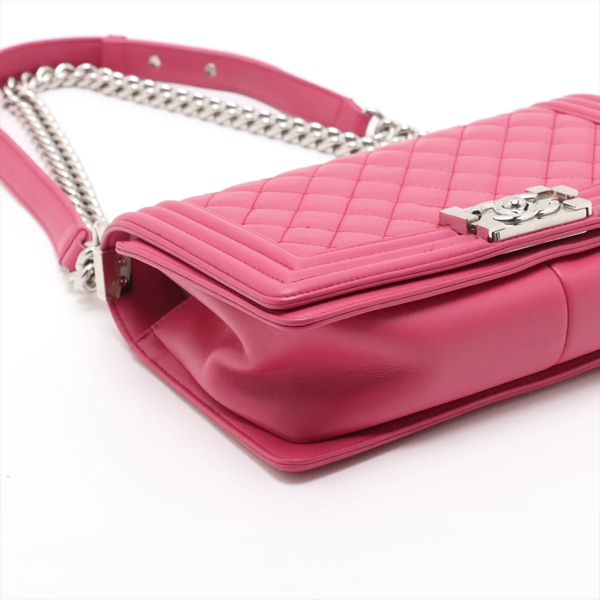 Boy Chanel 25 Lambskin Chain Shoulder Bag Pink Silver Hardware 24732634 24th Series A67086 — view 4