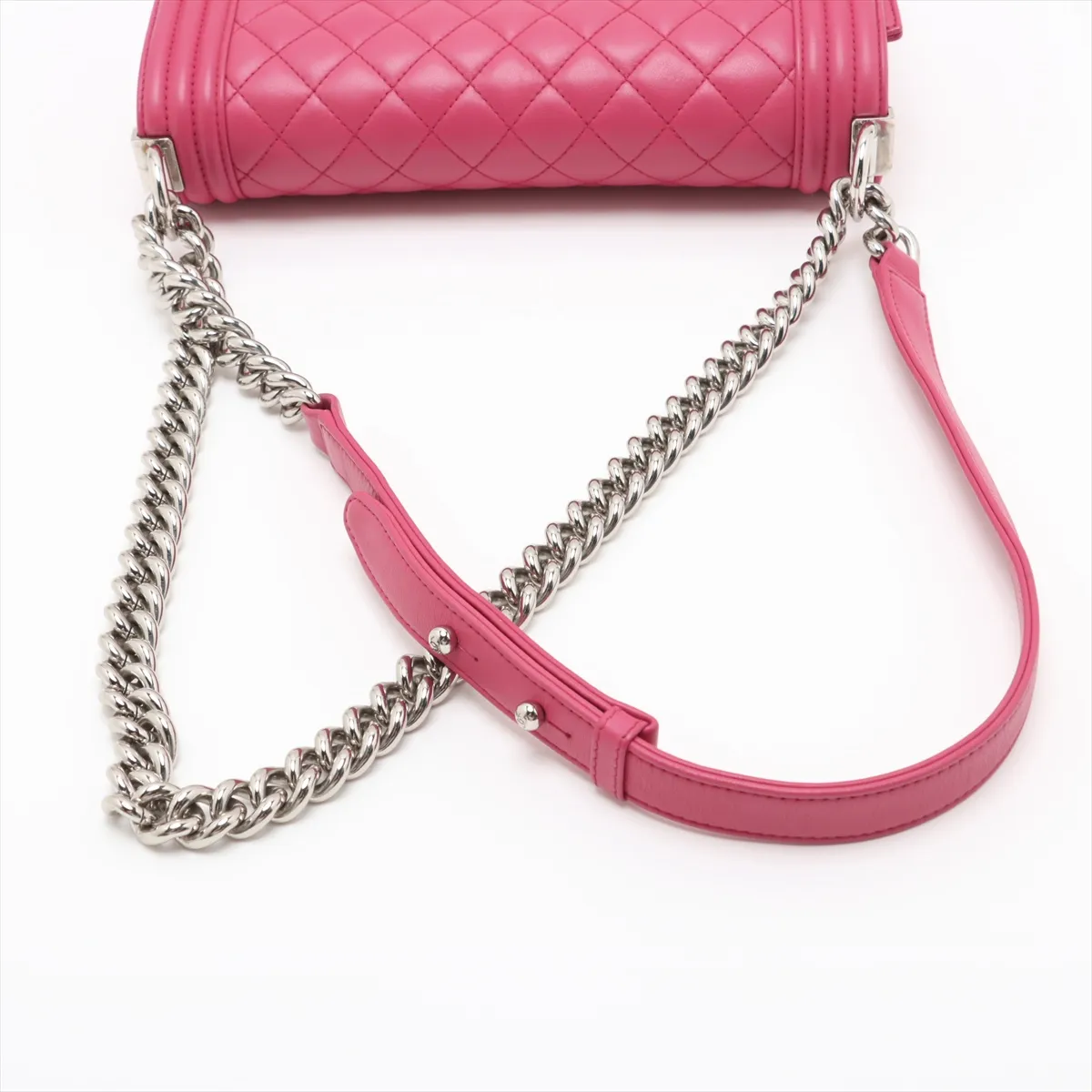 Boy Chanel 25 Lambskin Chain Shoulder Bag Pink Silver Hardware 24732634 24th Series A67086 — view 5