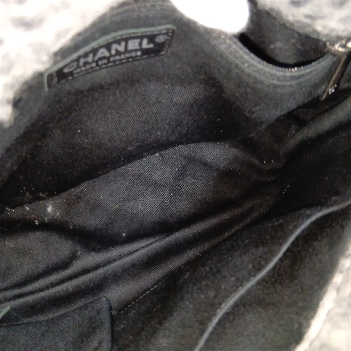 Matelassé Wool Single Flap Single Chain Bag, Gray x Black, Gunmetal Hardware, 10502195 (Serial Number in the 10s) — view 12
