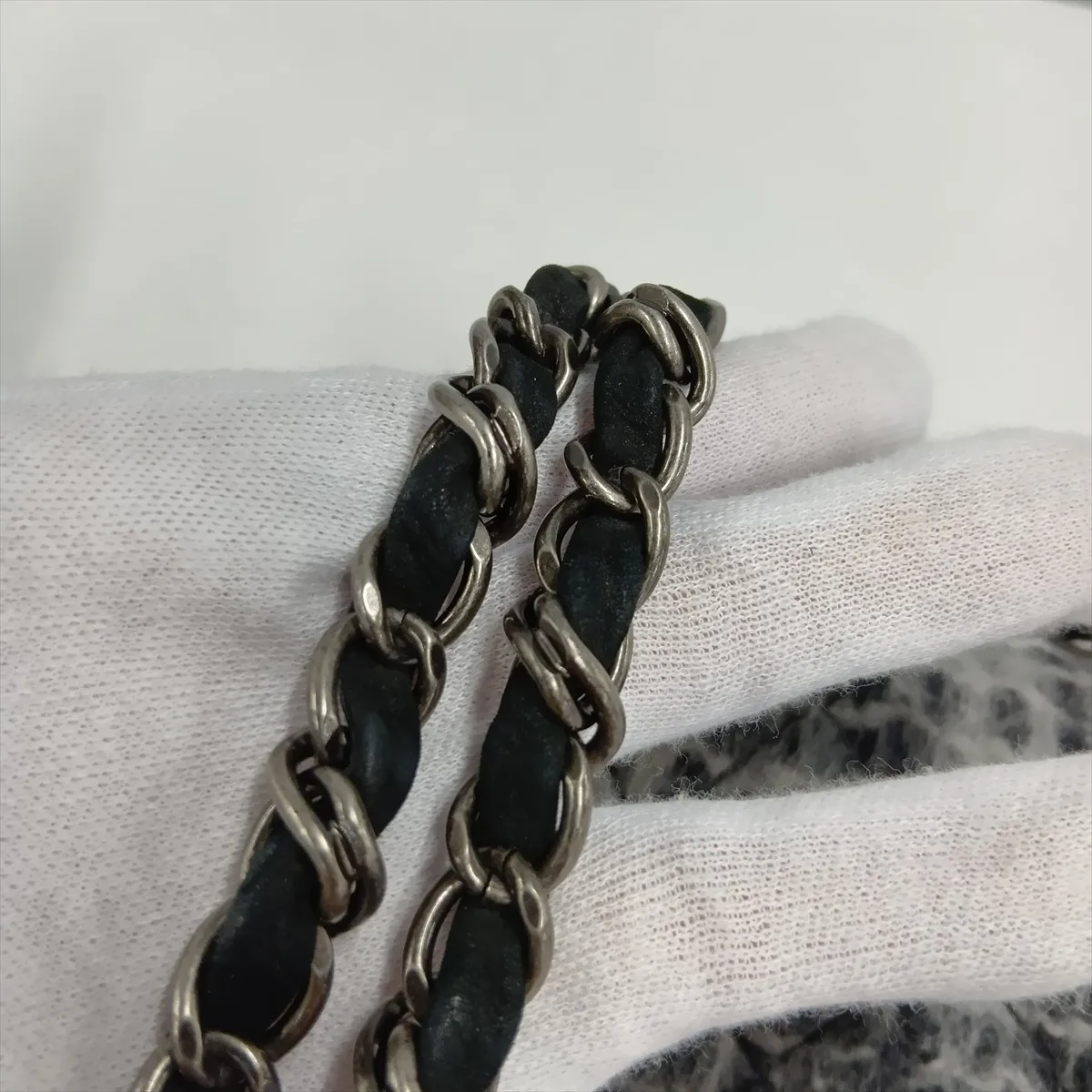 Matelassé Wool Single Flap Single Chain Bag, Gray x Black, Gunmetal Hardware, 10502195 (Serial Number in the 10s) — view 15