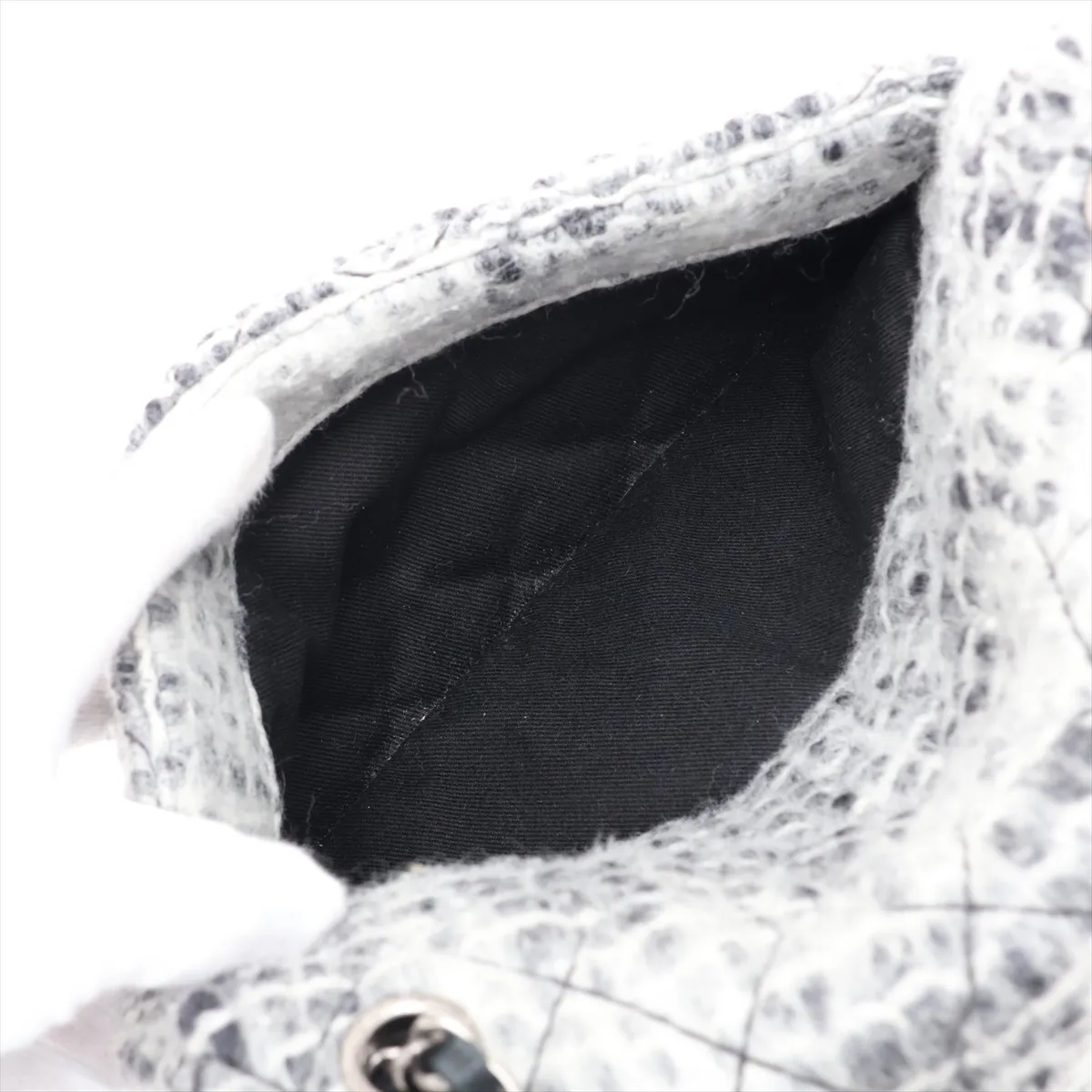 Matelassé Wool Single Flap Single Chain Bag, Gray x Black, Gunmetal Hardware, 10502195 (Serial Number in the 10s) — view 10