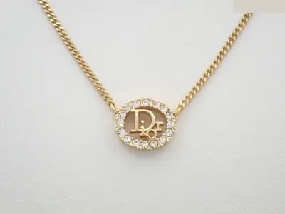 logo rhinestone necklace, chain approximately 43cm