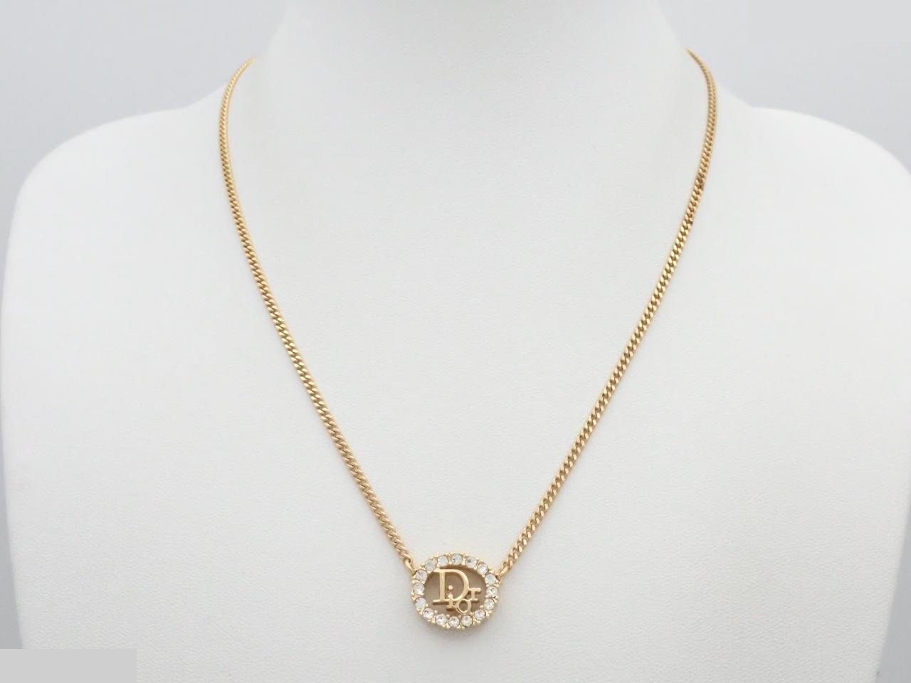 logo rhinestone necklace, chain approximately 43cm — view 3